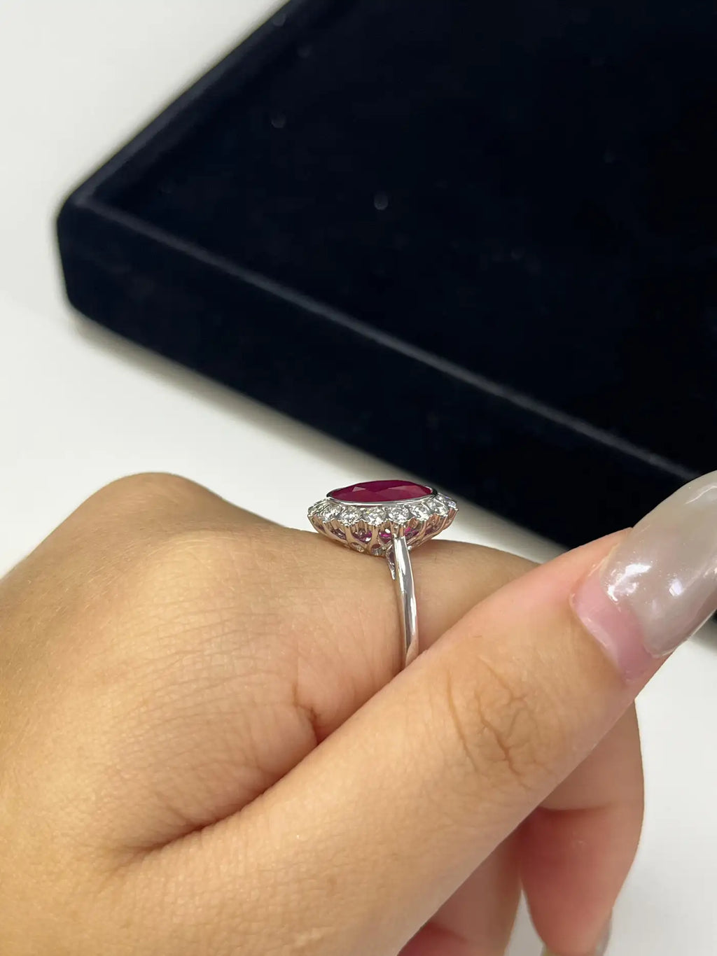 4.30 Carat Ruby Ring in 18K White Gold