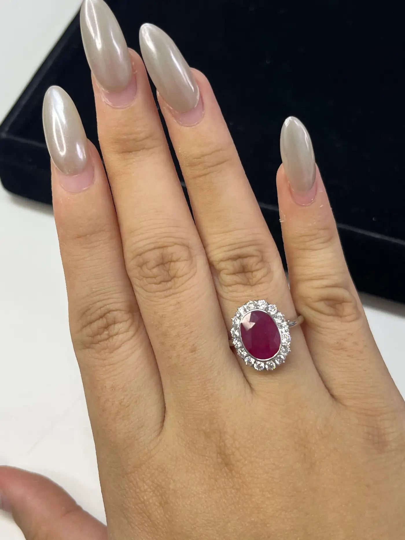 4.30 Carat Ruby Ring in 18K White Gold