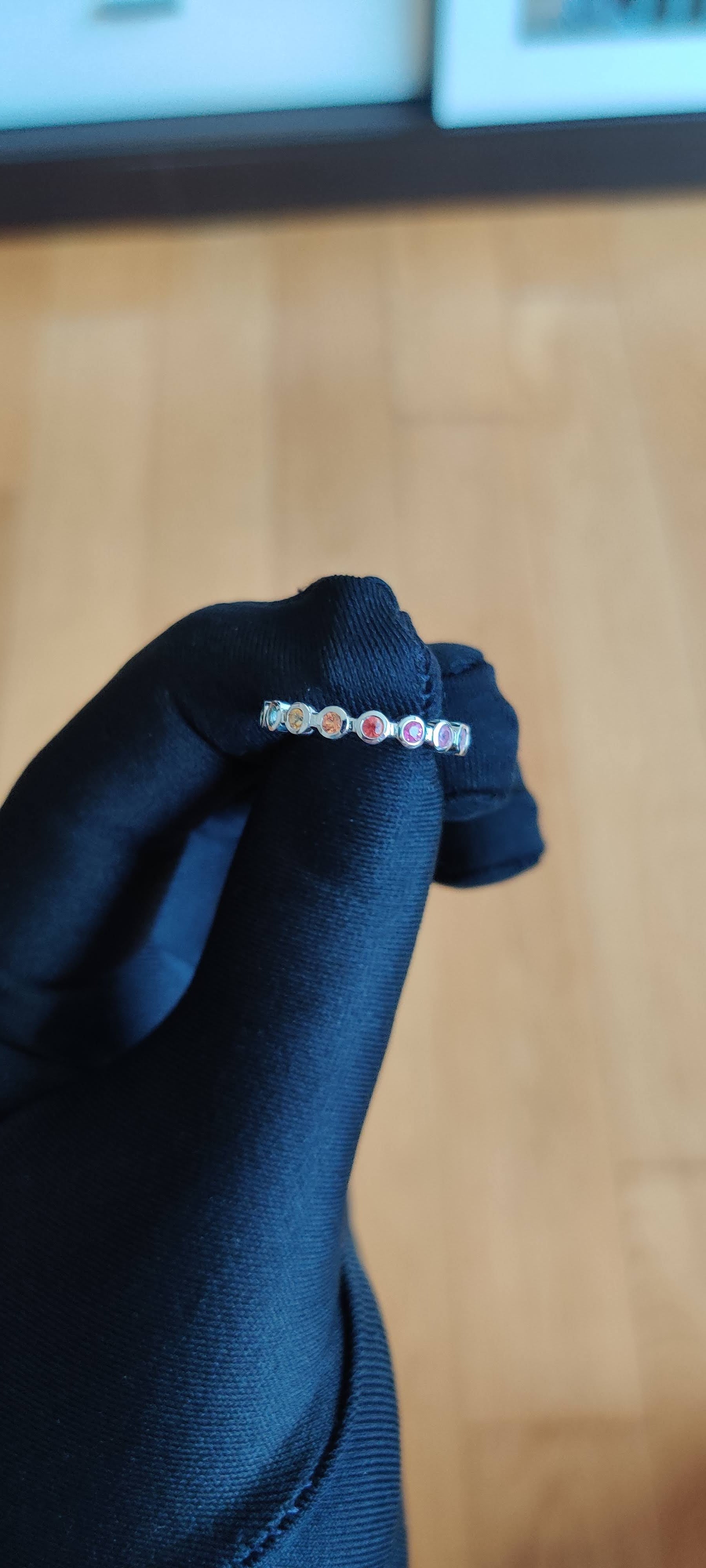 0.5 Carat Natural multi Sapphire  in  18K WG Ring