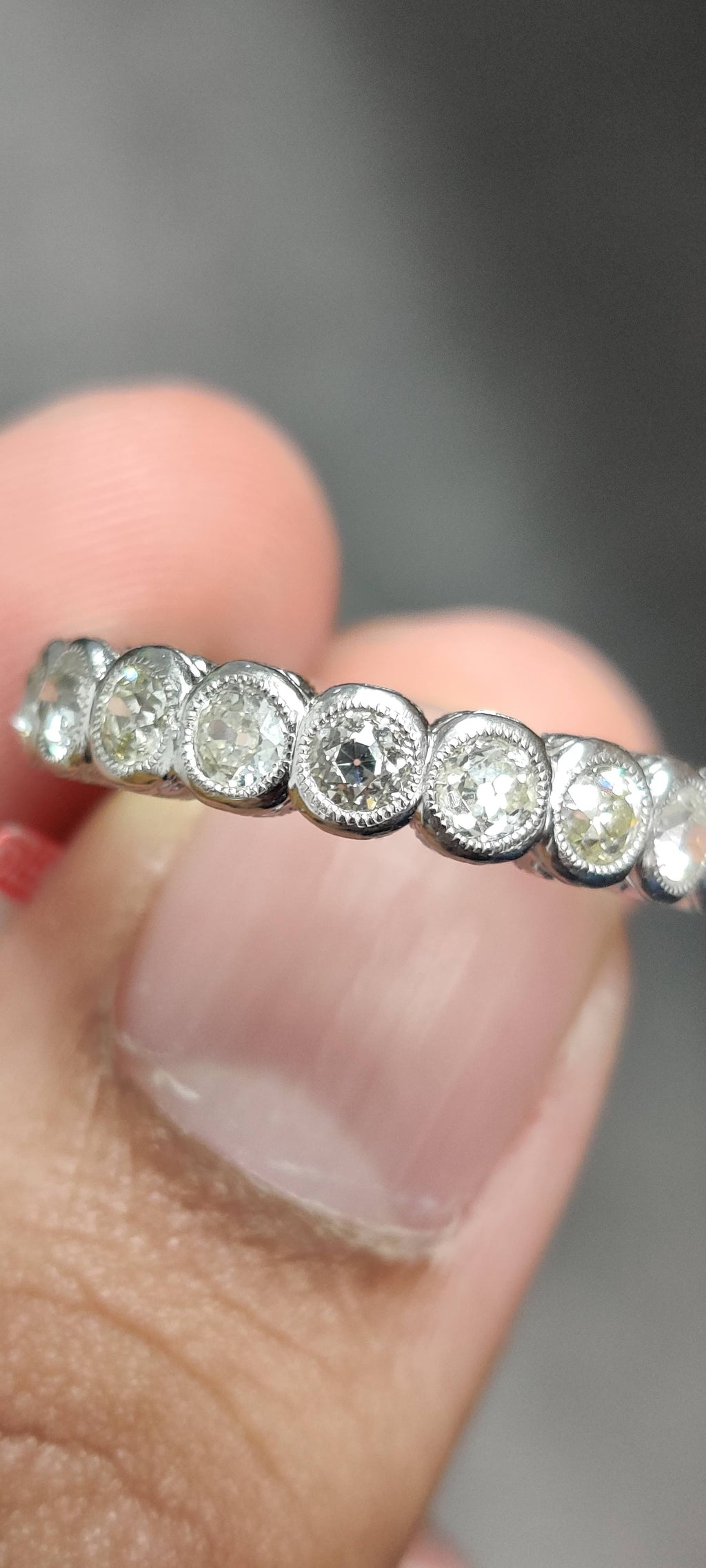 2.48 Carat Authentic Vintage Old Mine Cut Diamond Eternity Band in Platinum 900