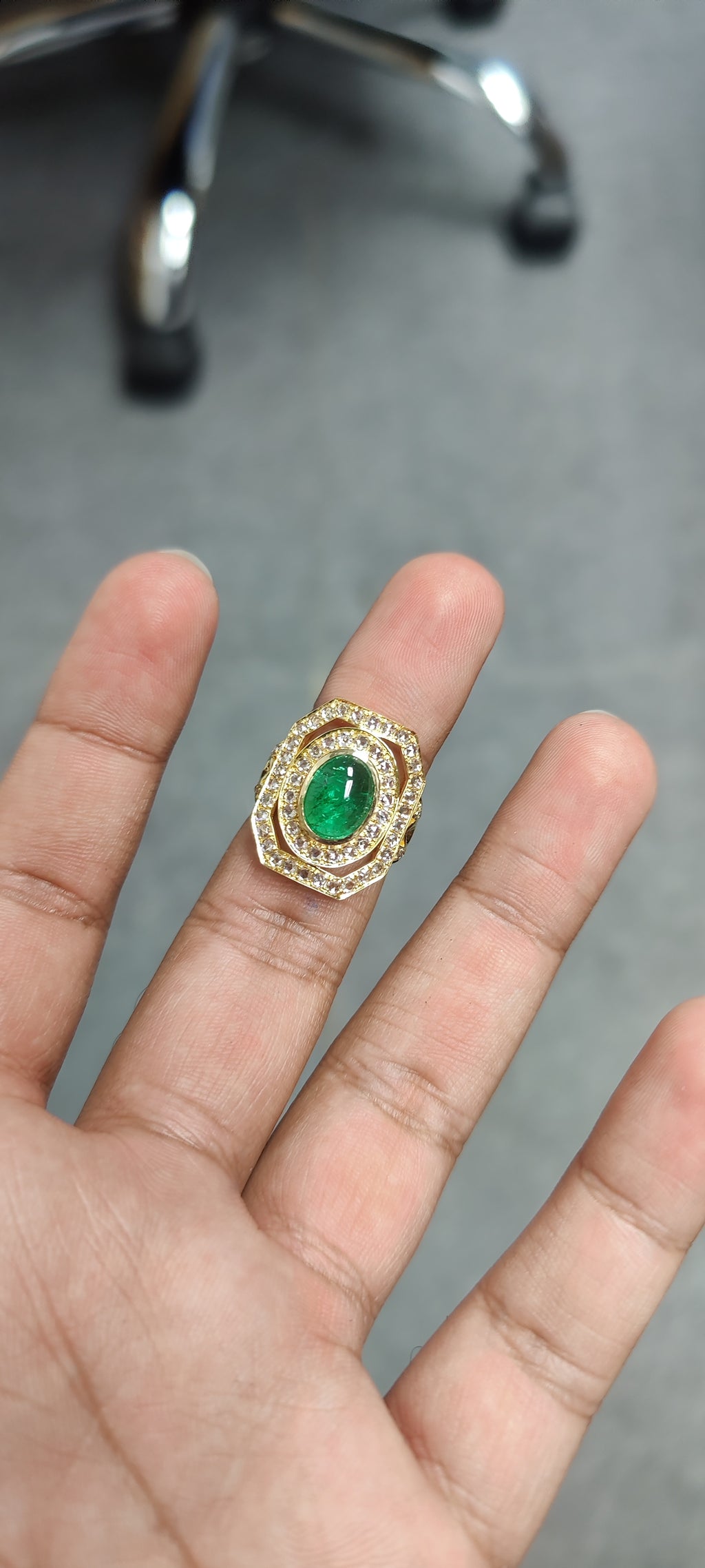 2.70 Carat Emerald and Diamond Ring in 18K Gold