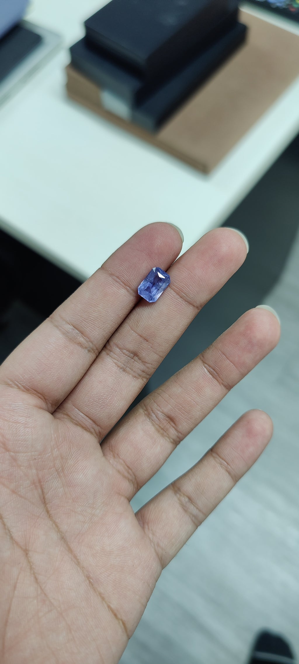 3.99 Carat Emerald cut Sri Lanka Blue Heat Sapphire Loose stone