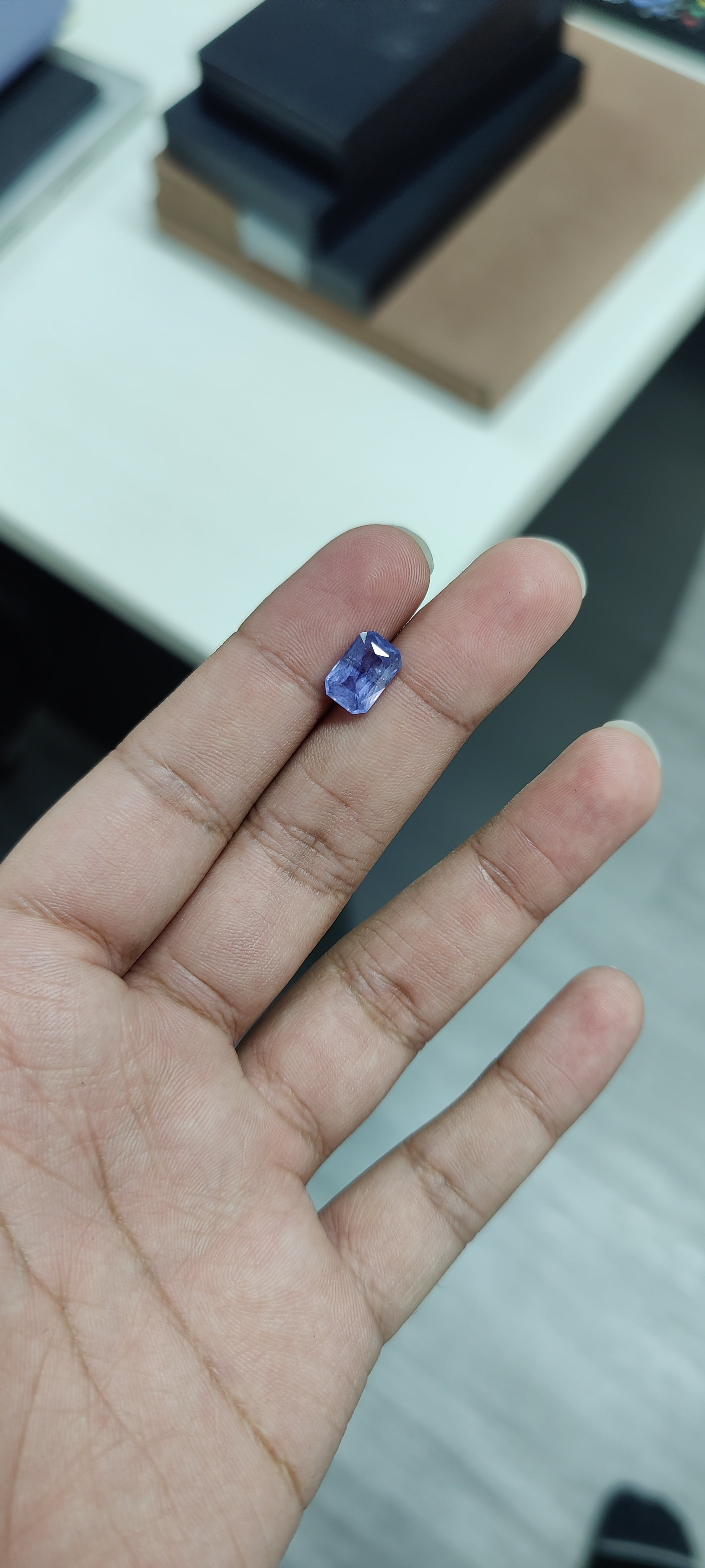 3.99 Carat Emerald cut Sri Lanka Blue Heat Sapphire Loose stone