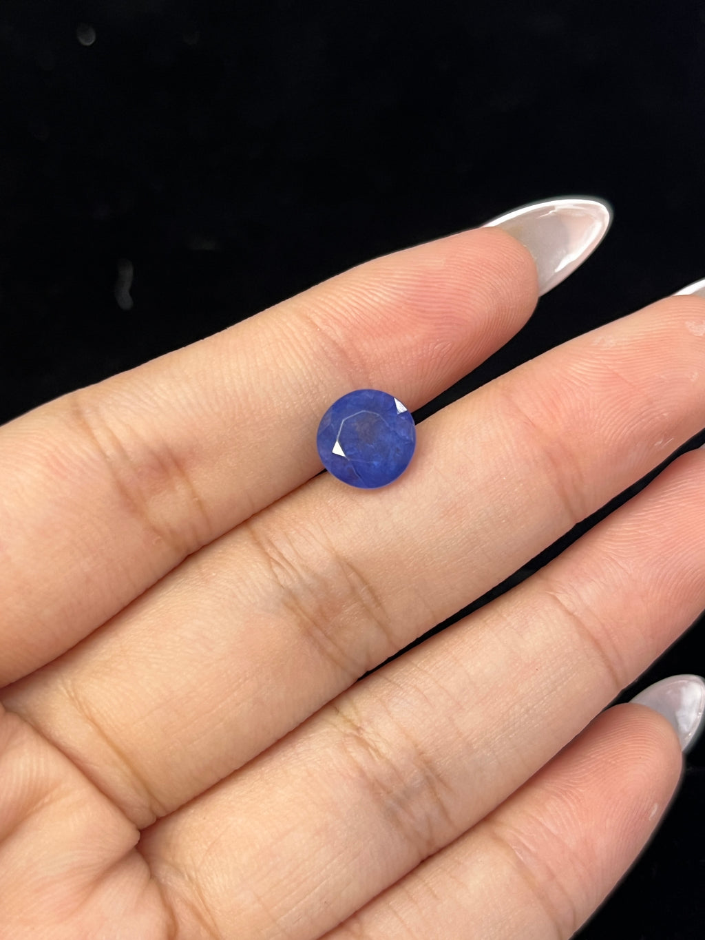 3.78 Carat Round  Blue  Heat  Sapphire Loose stone