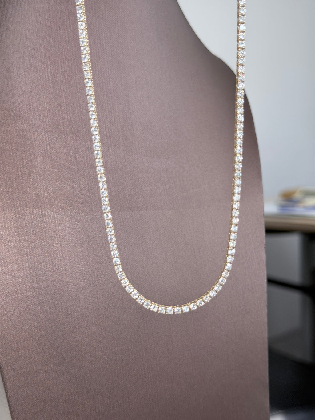 9.54 carat Lab diamonds in  14KYG tennis necklace