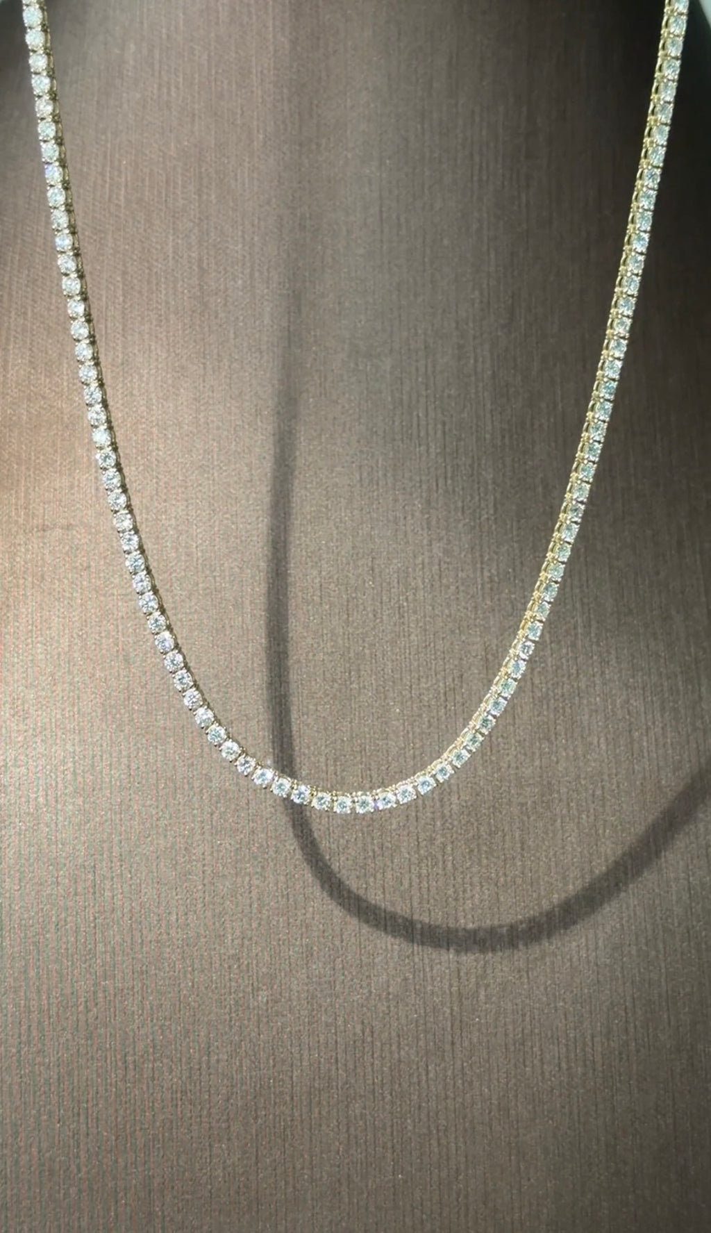 9.54 carat Lab diamonds in  14KYG tennis necklace