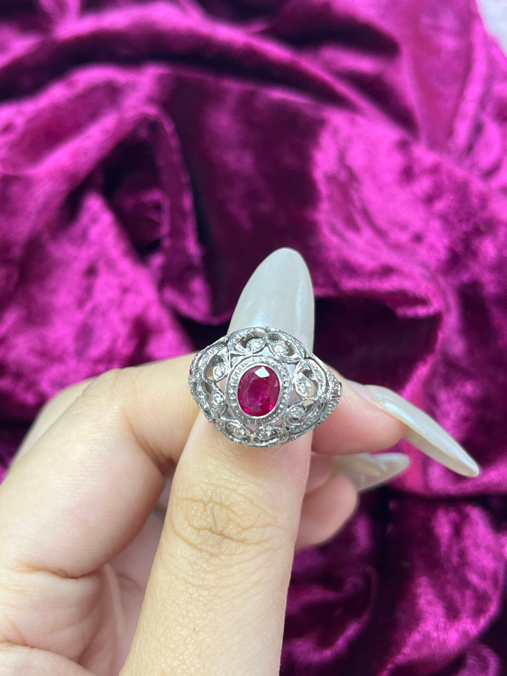 1.20 Carat Ruby Ring in 18K White Gold