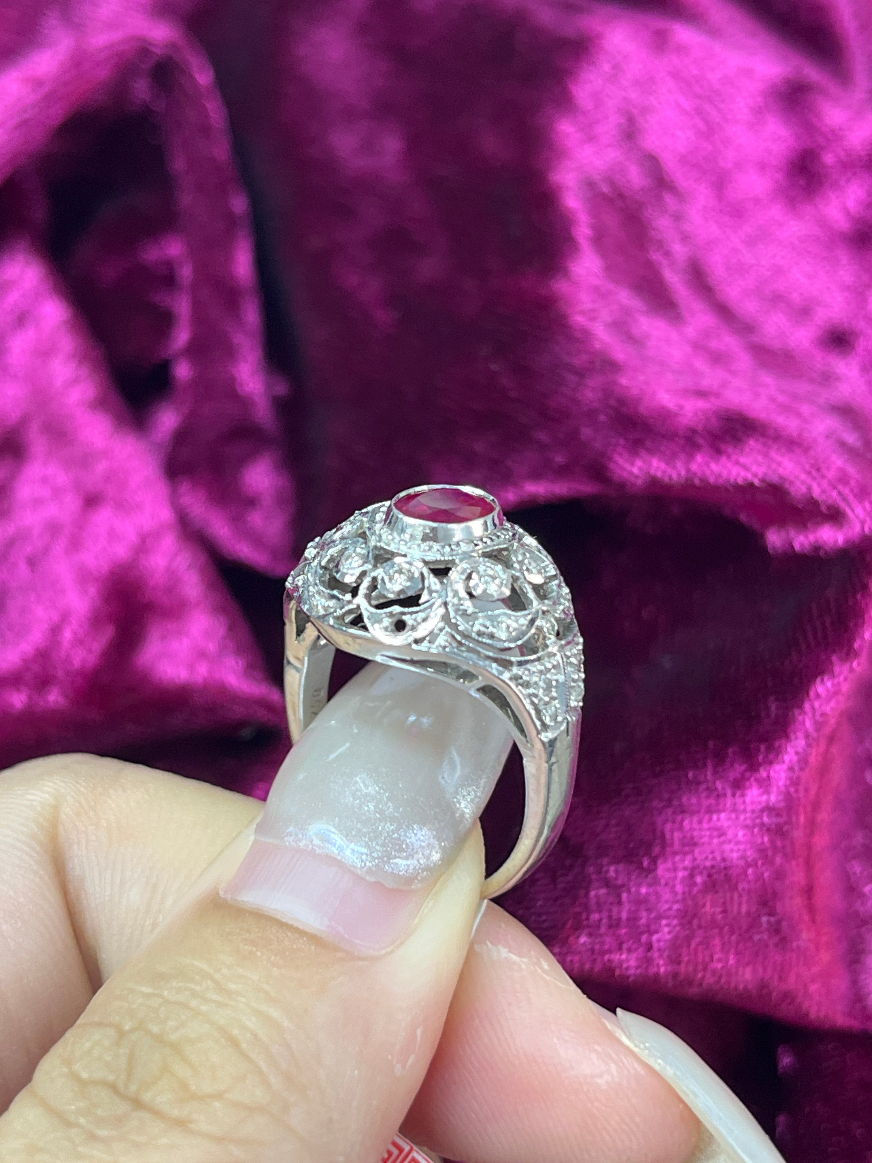 1.20 Carat Ruby Ring in 18K White Gold