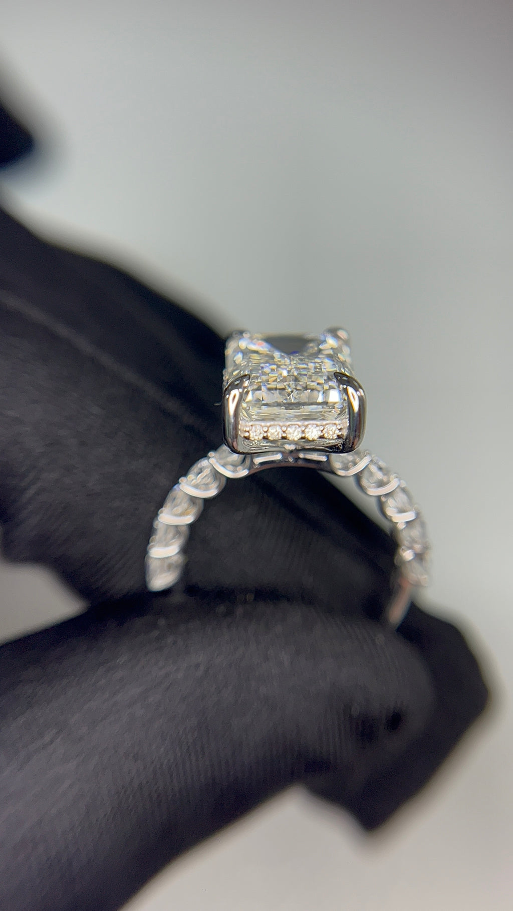 8.09 Carat Emerald cut Lab Diamonds in 14K WG ring
