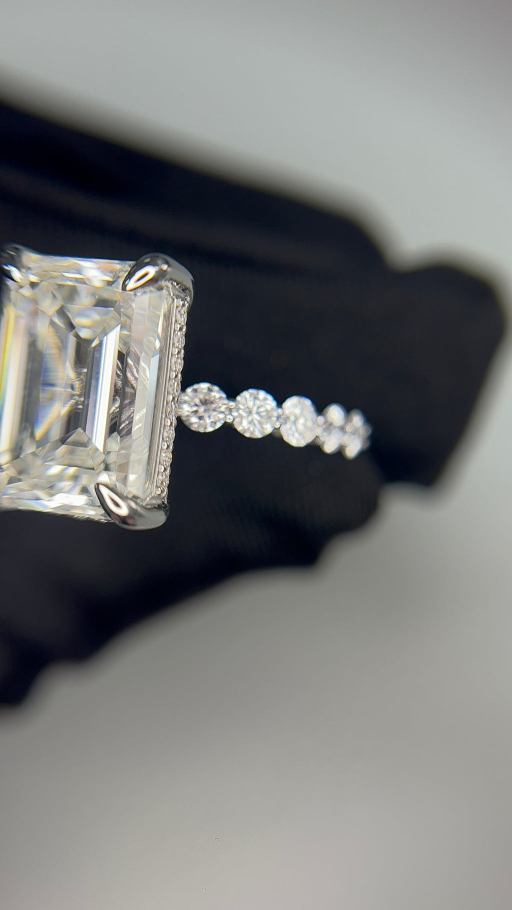 8.09 Carat Emerald cut Lab Diamonds in 14K WG ring