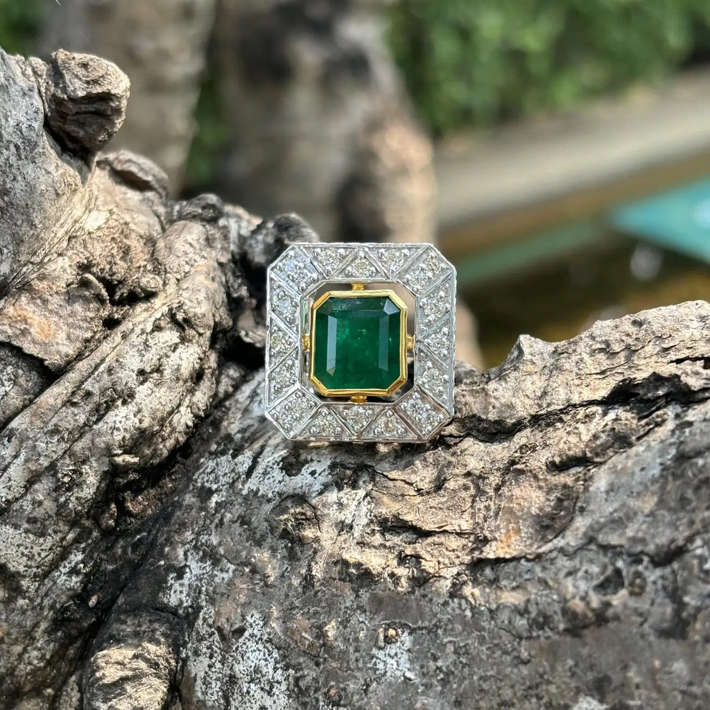 5.22 Carat Emerald Ring in 18K White Gold
