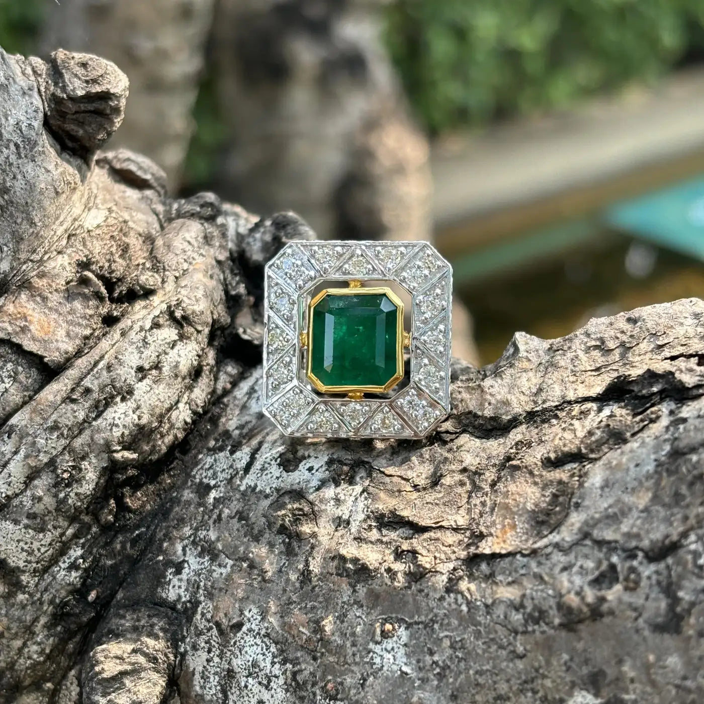 5.22 Carat Emerald Ring in 18K White Gold