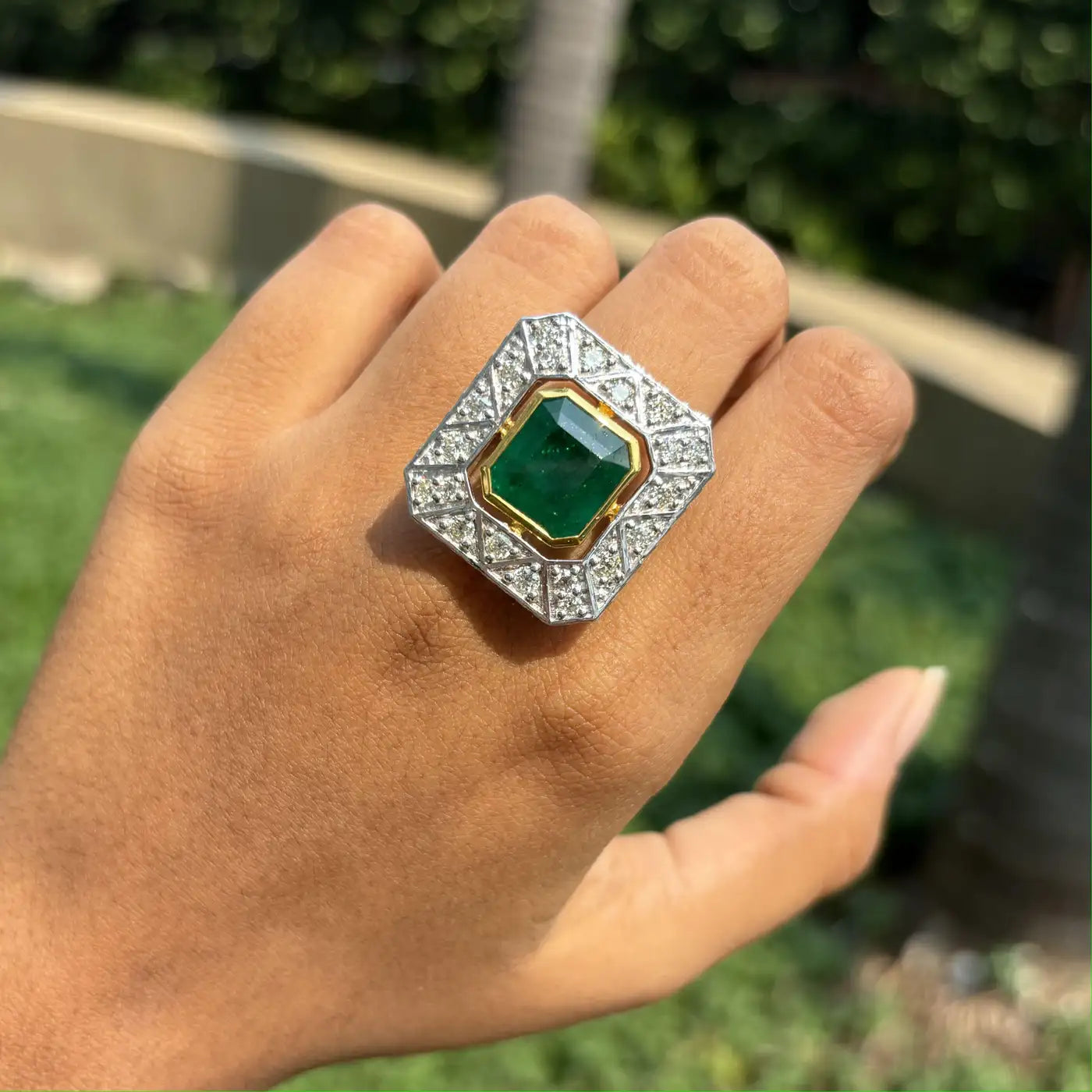 5.22 Carat Emerald Ring in 18K White Gold
