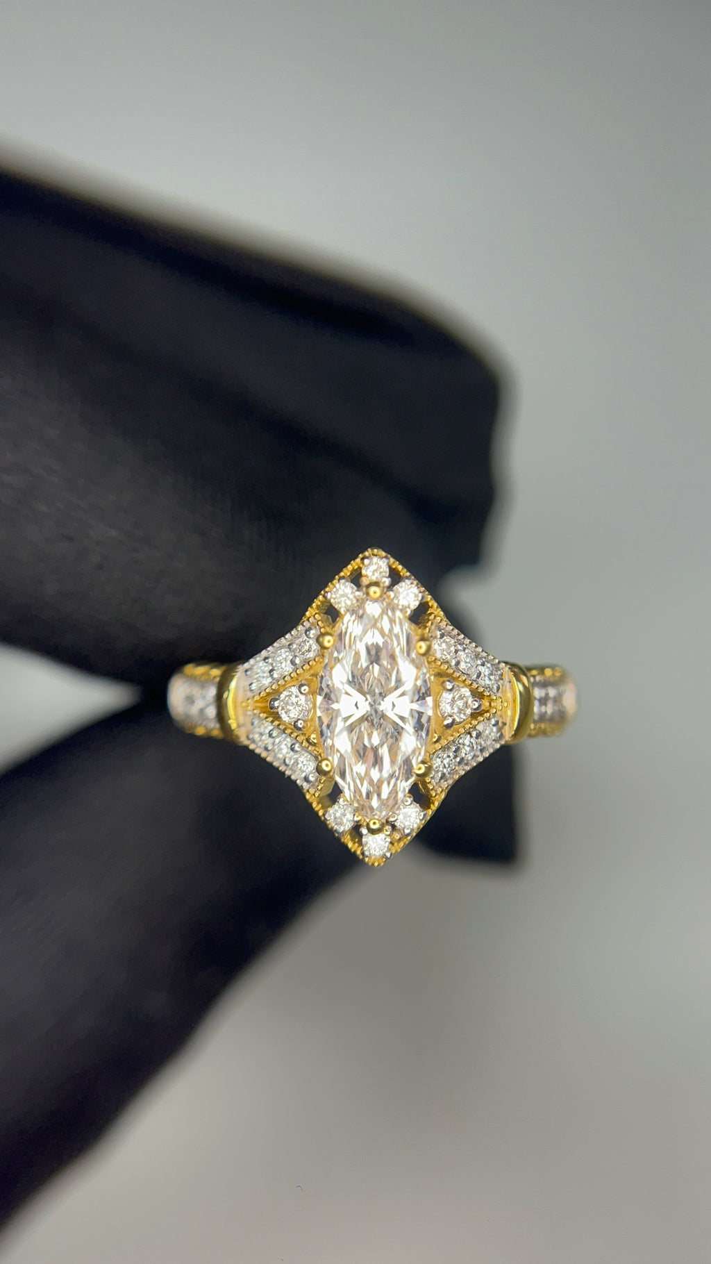 1.08 carat Marquise Lab Diamond in  14K YG ring