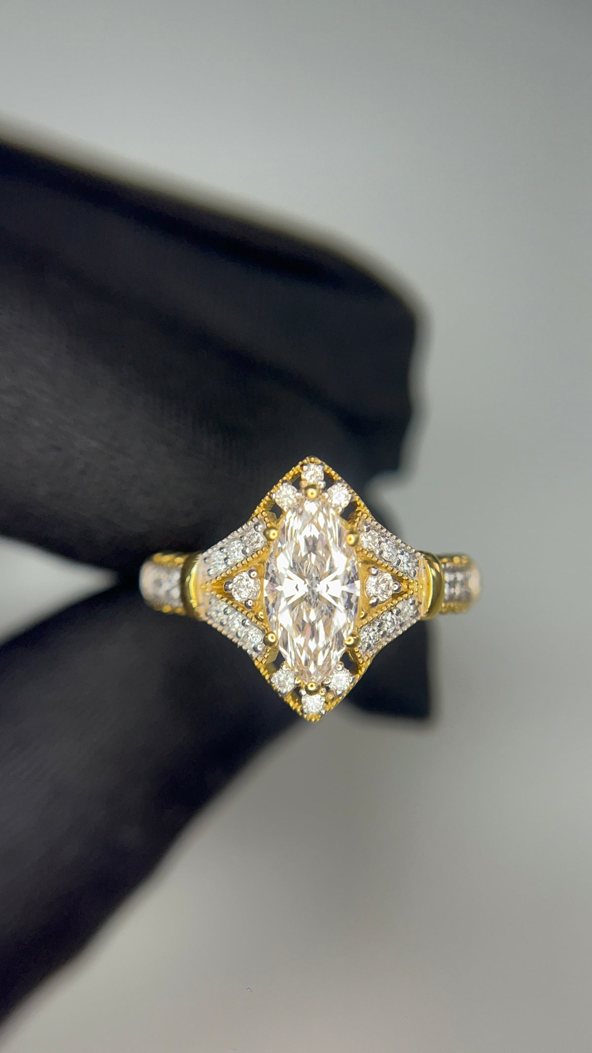1.08 carat Marquise Lab Diamond in  14K YG ring