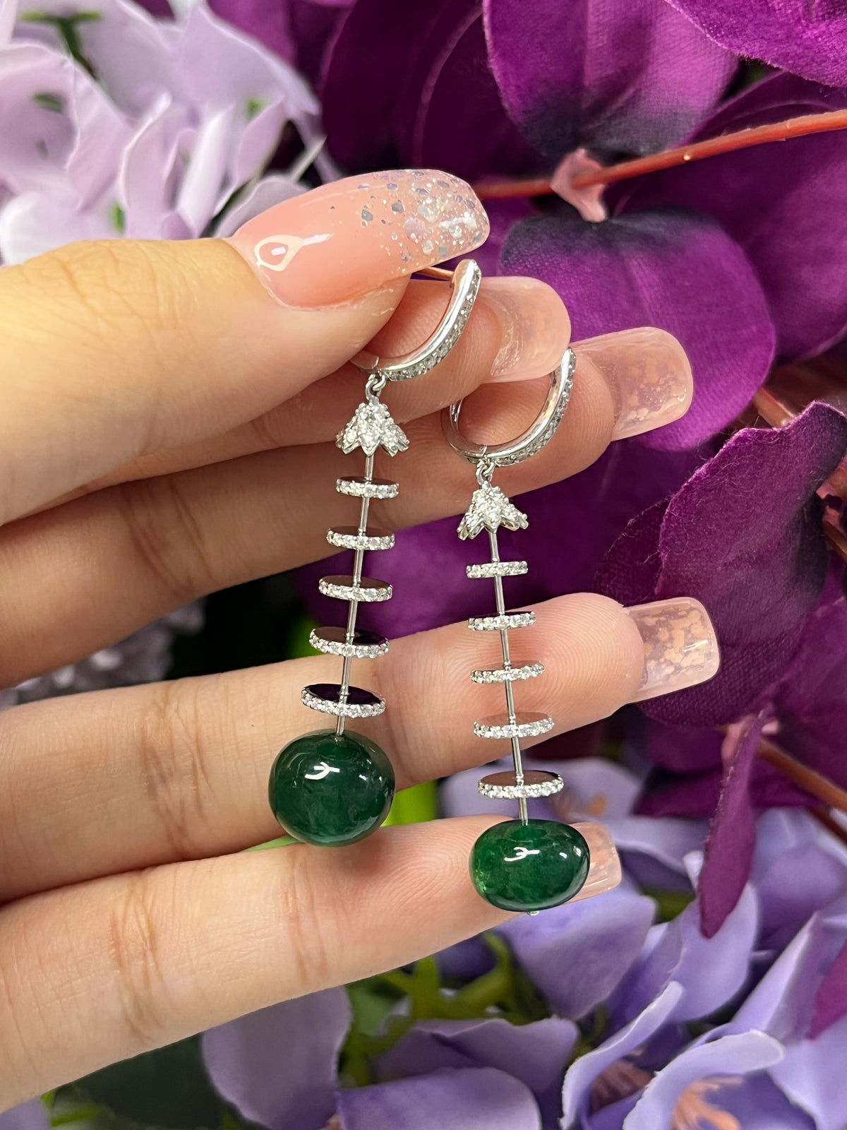 16.52 carat Natural Emerald 18K WG Earrings