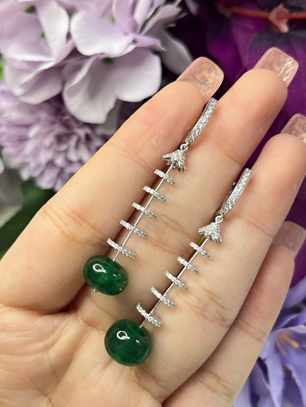 16.52 carat Natural Emerald 18K WG Earrings