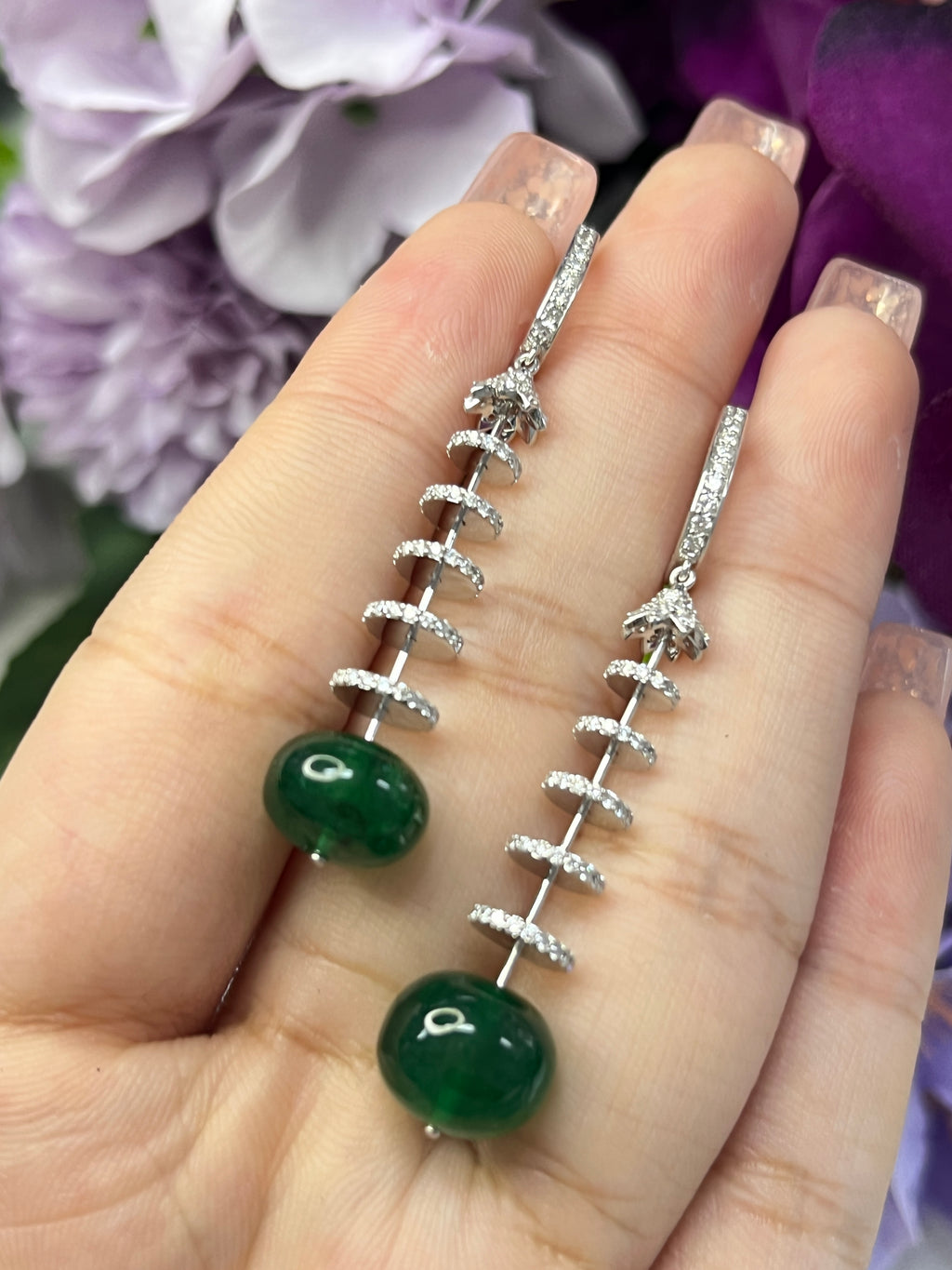 16.52 carat Natural Emerald 18K WG Earrings