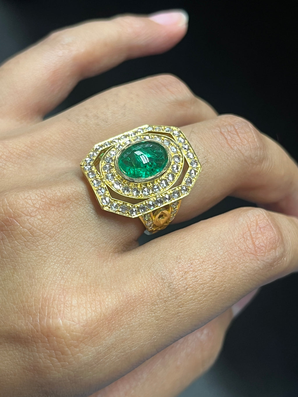 2.70 Carat Emerald and Diamond Ring in 18K Gold