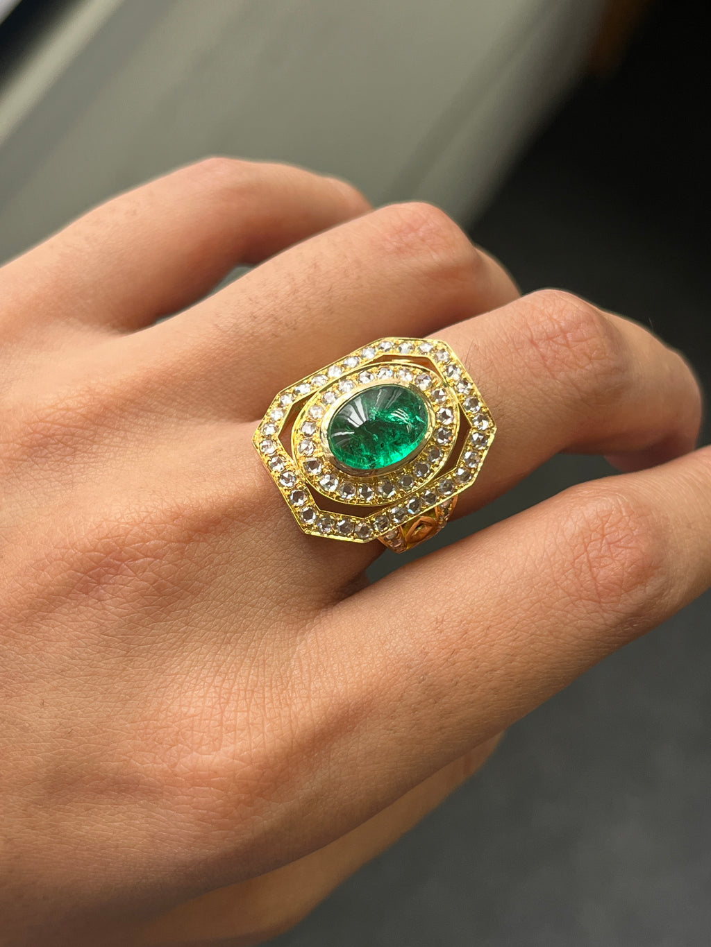 2.70 Carat Emerald and Diamond Ring in 18K Gold