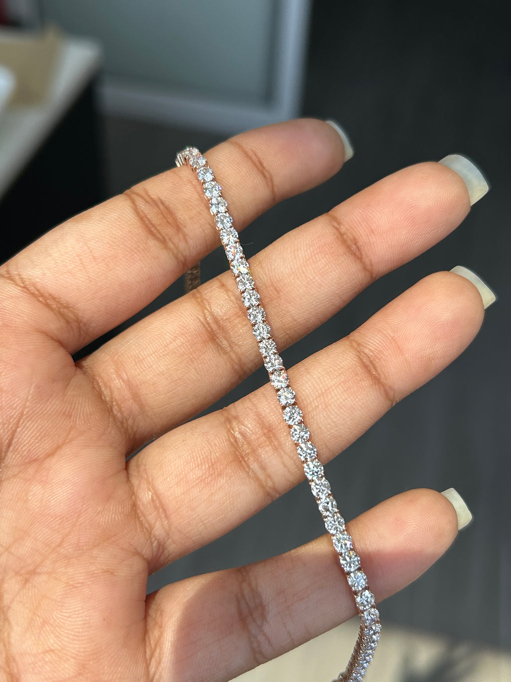 6.35 Carat Round Lab Diamond in 14K PG Bracelet