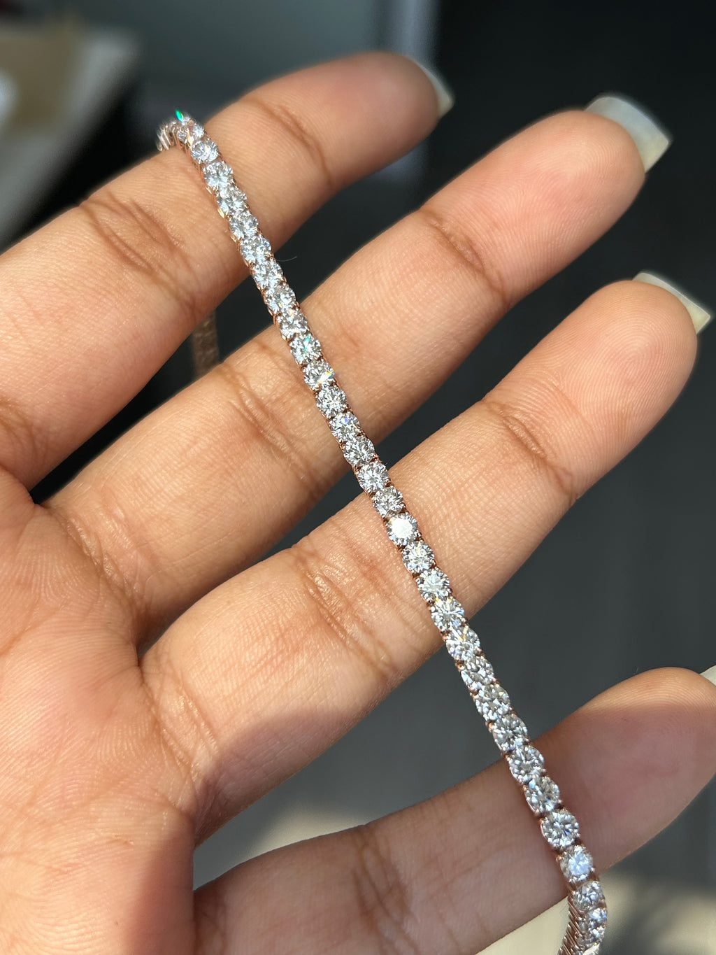 6.35 Carat Round Lab Diamond in 14K PG Bracelet