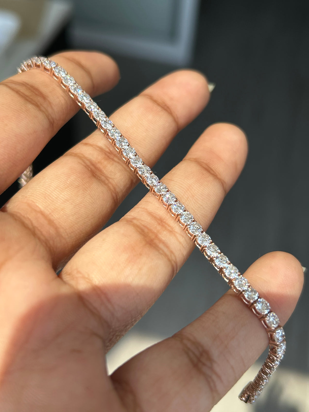 6.35 Carat Round Lab Diamond in 14K PG Bracelet