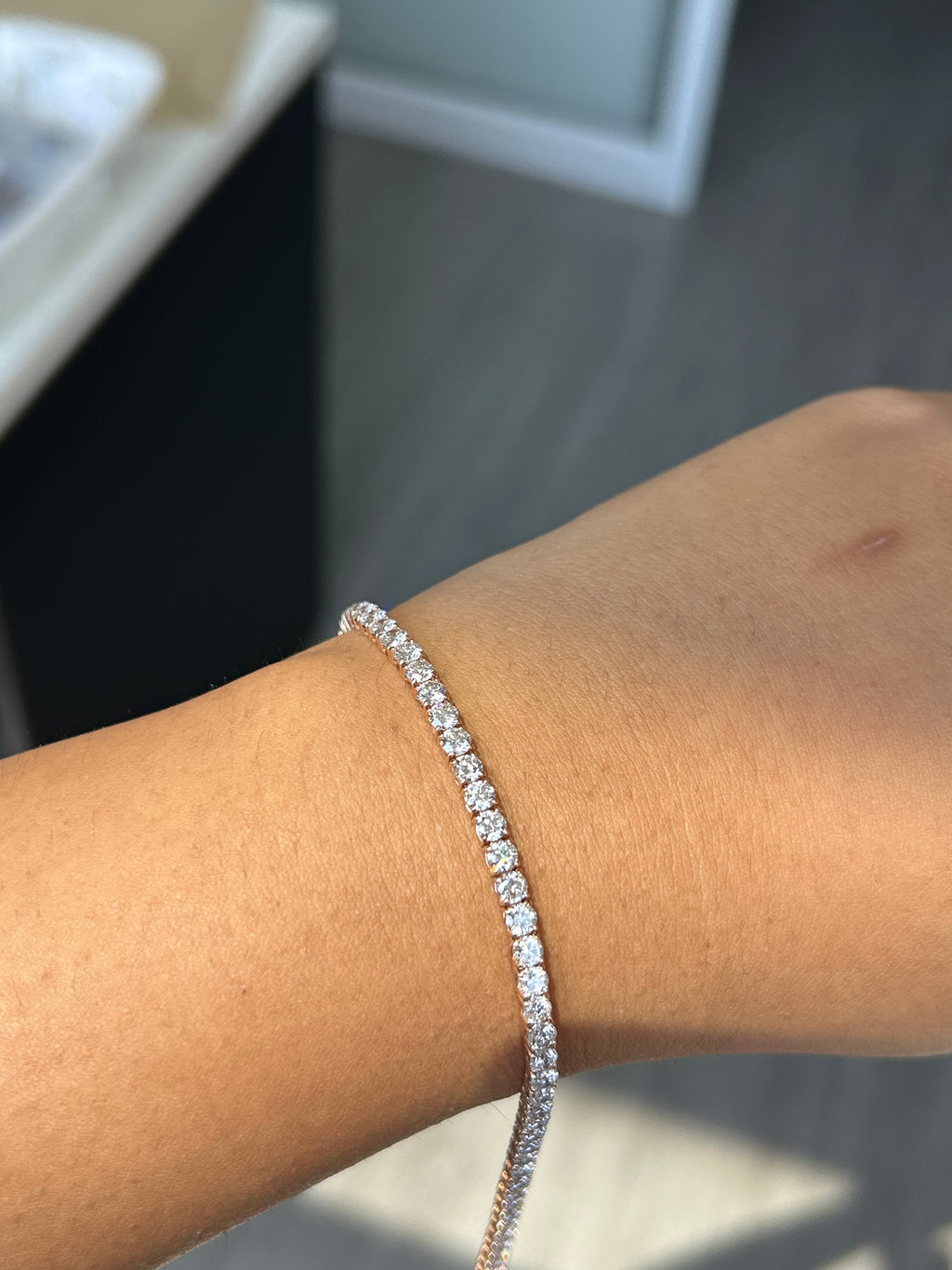6.35 Carat Round Lab Diamond in 14K PG Bracelet