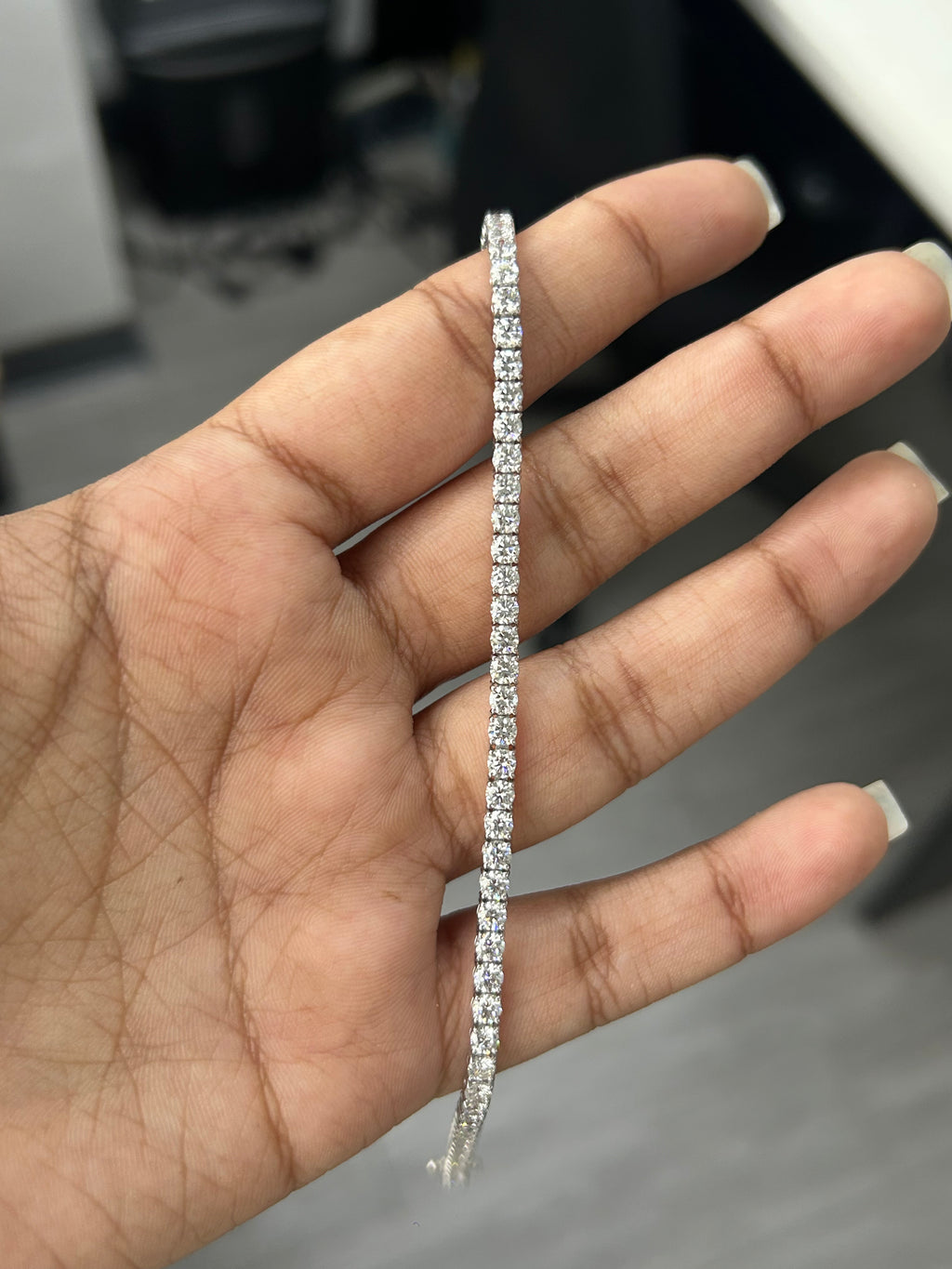 5.08 Carat Round Lab Diamond in 14K WG Bracelet