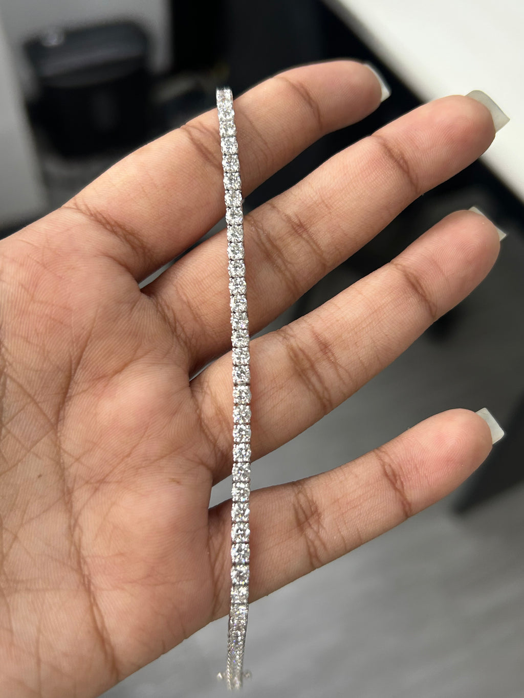 5.08 Carat Round Lab Diamond in 14K WG Bracelet