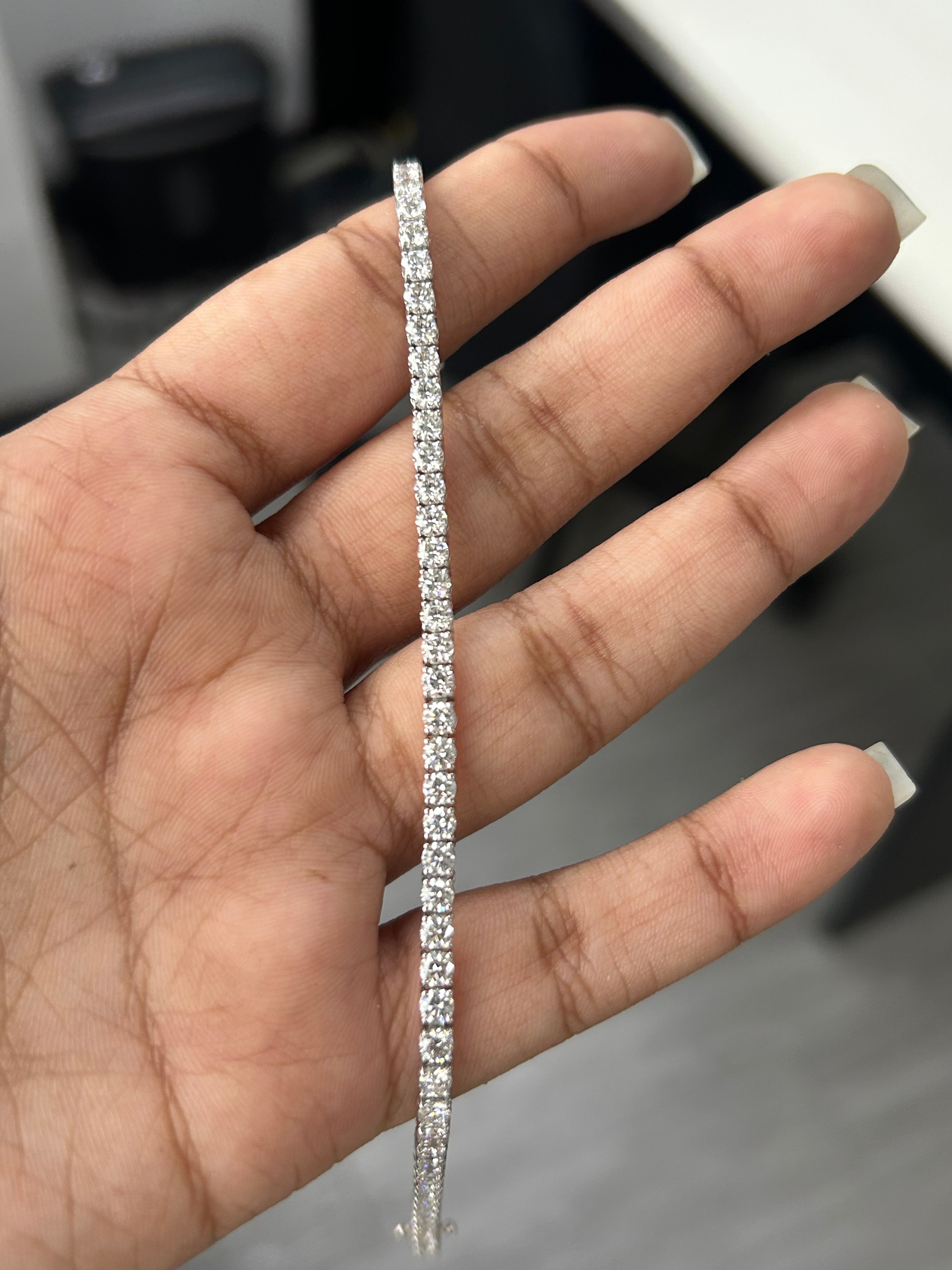 5.08 Carat Round Lab Diamond in 14K WG Bracelet