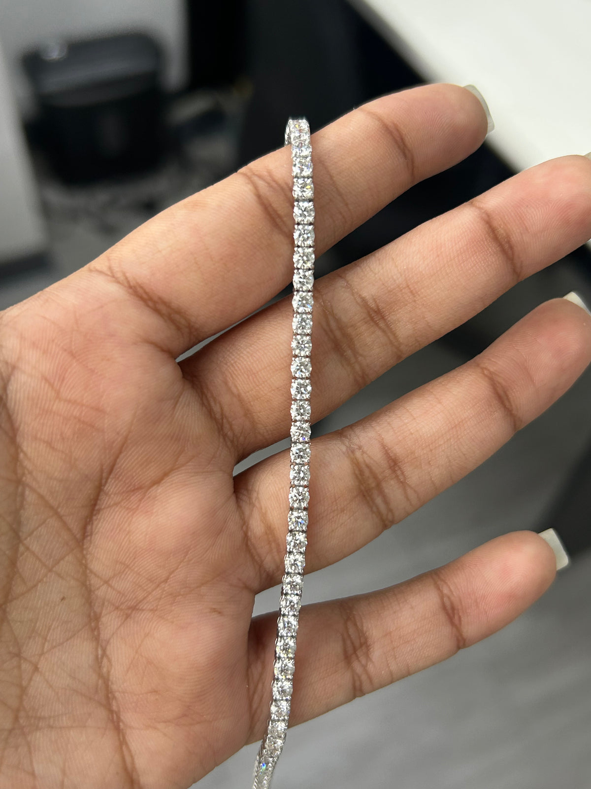 5.08 Carat Round Lab Diamond in 14K WG Bracelet