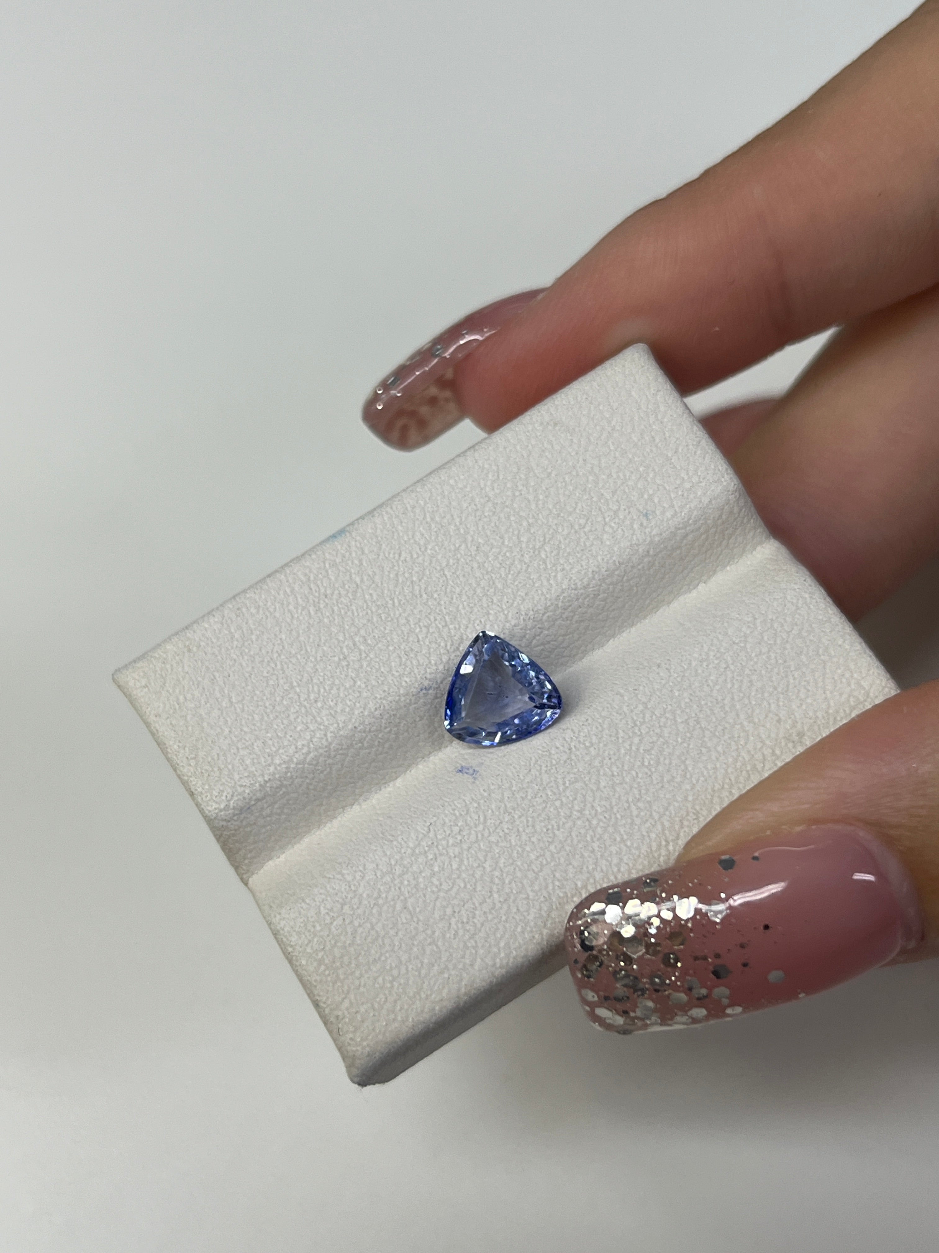 1.71 Carat Trillian cut Sri Lanka  Crystal Blue Heat  Sapphire Loose stone