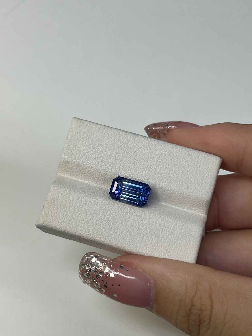 3.95 Carat Emerald Cut  Blue Heat Sapphire Loose stone