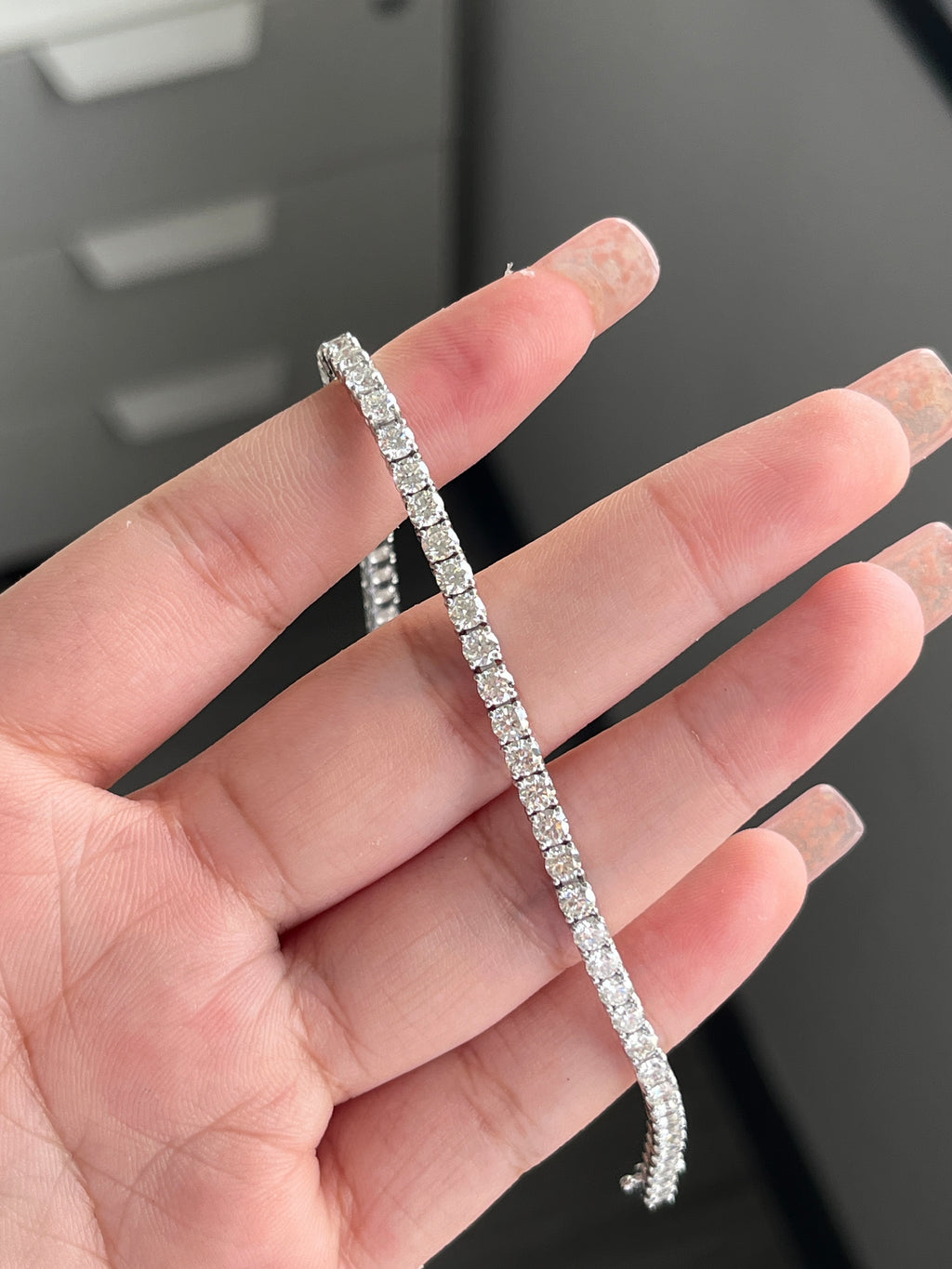 6.87 Carat Diamond in 14K White Gold Tennis Bracelet
