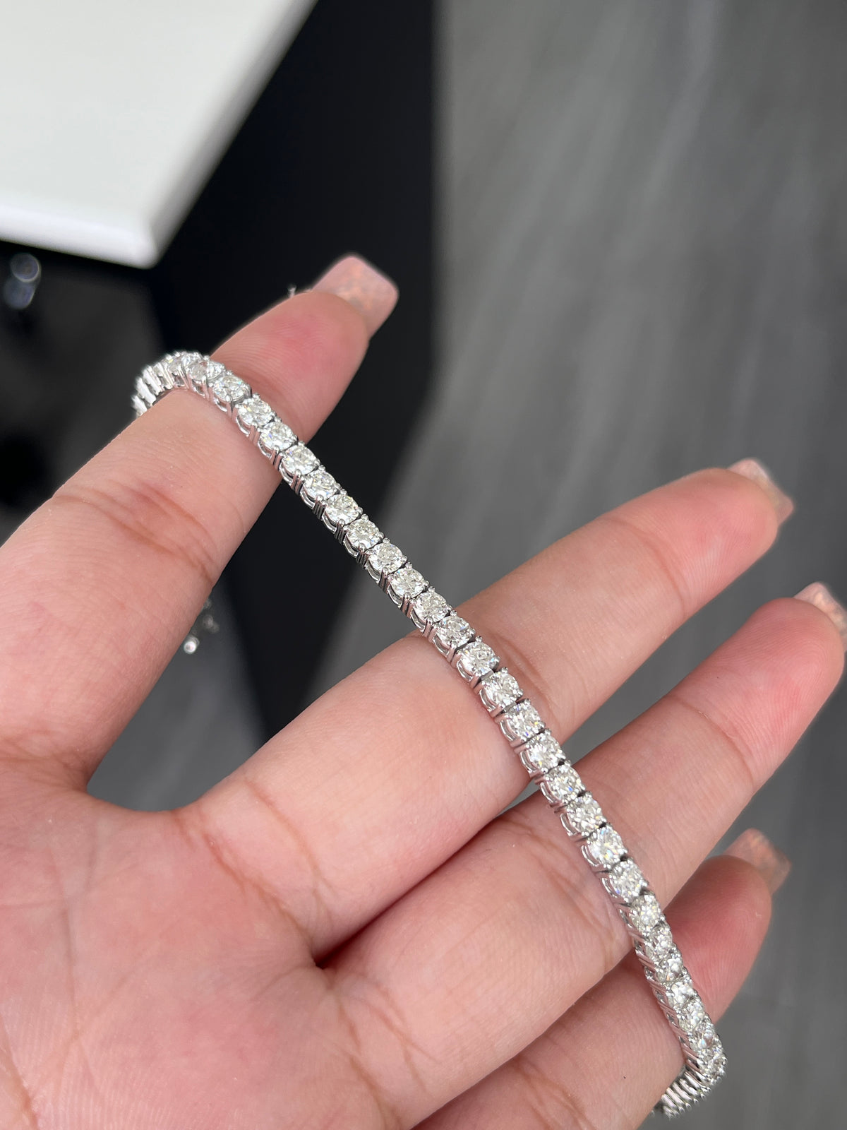 6.87 Carat Diamond in 14K White Gold Tennis Bracelet