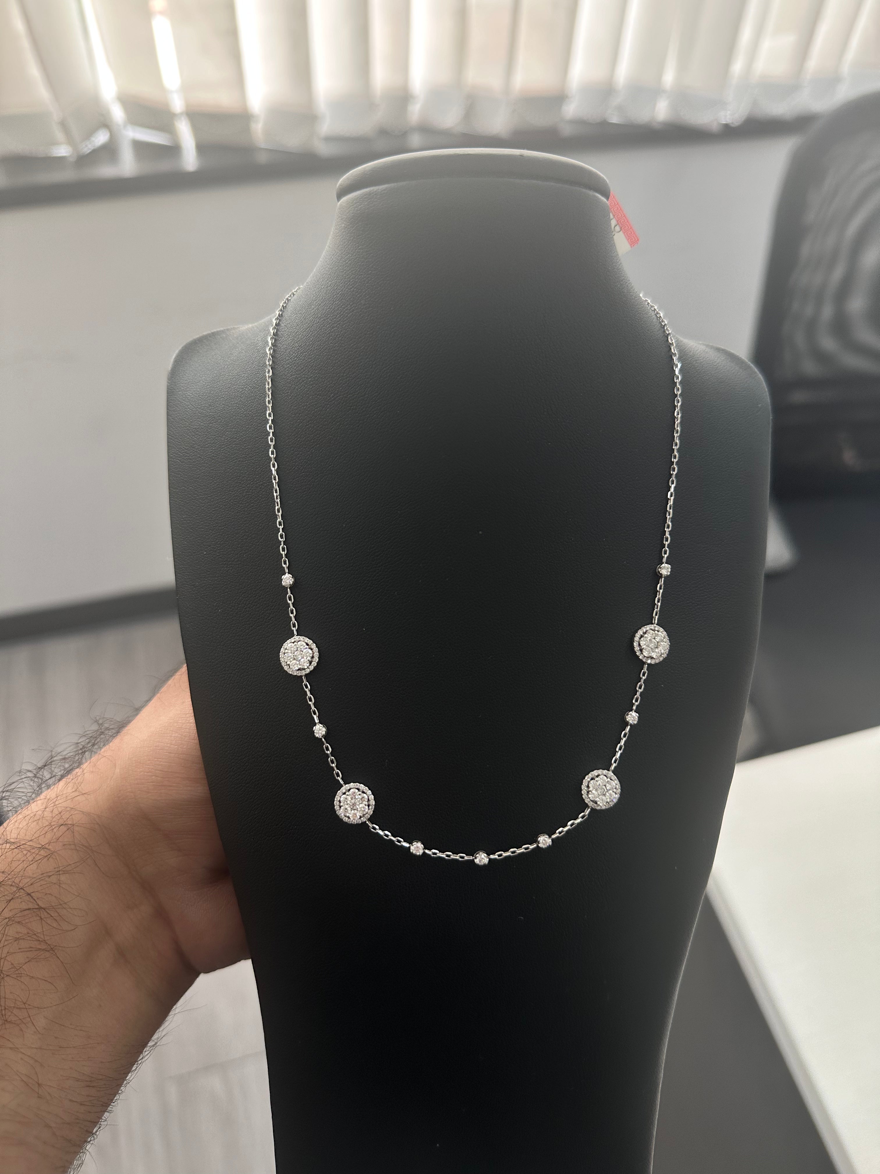 1.64  Carat Natural Diamonds in 18K WG  Necklace