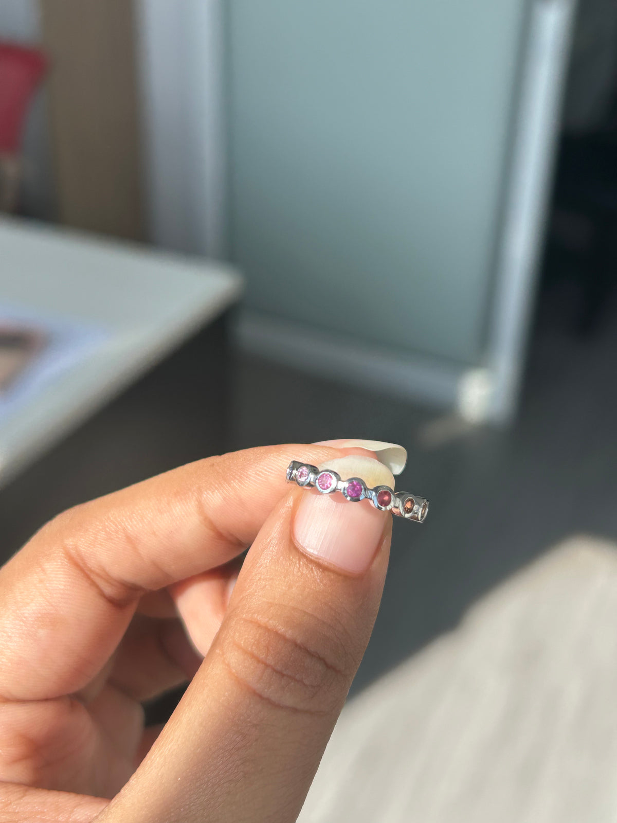 0.5 Carat Natural multi Sapphire  in  18K WG Ring