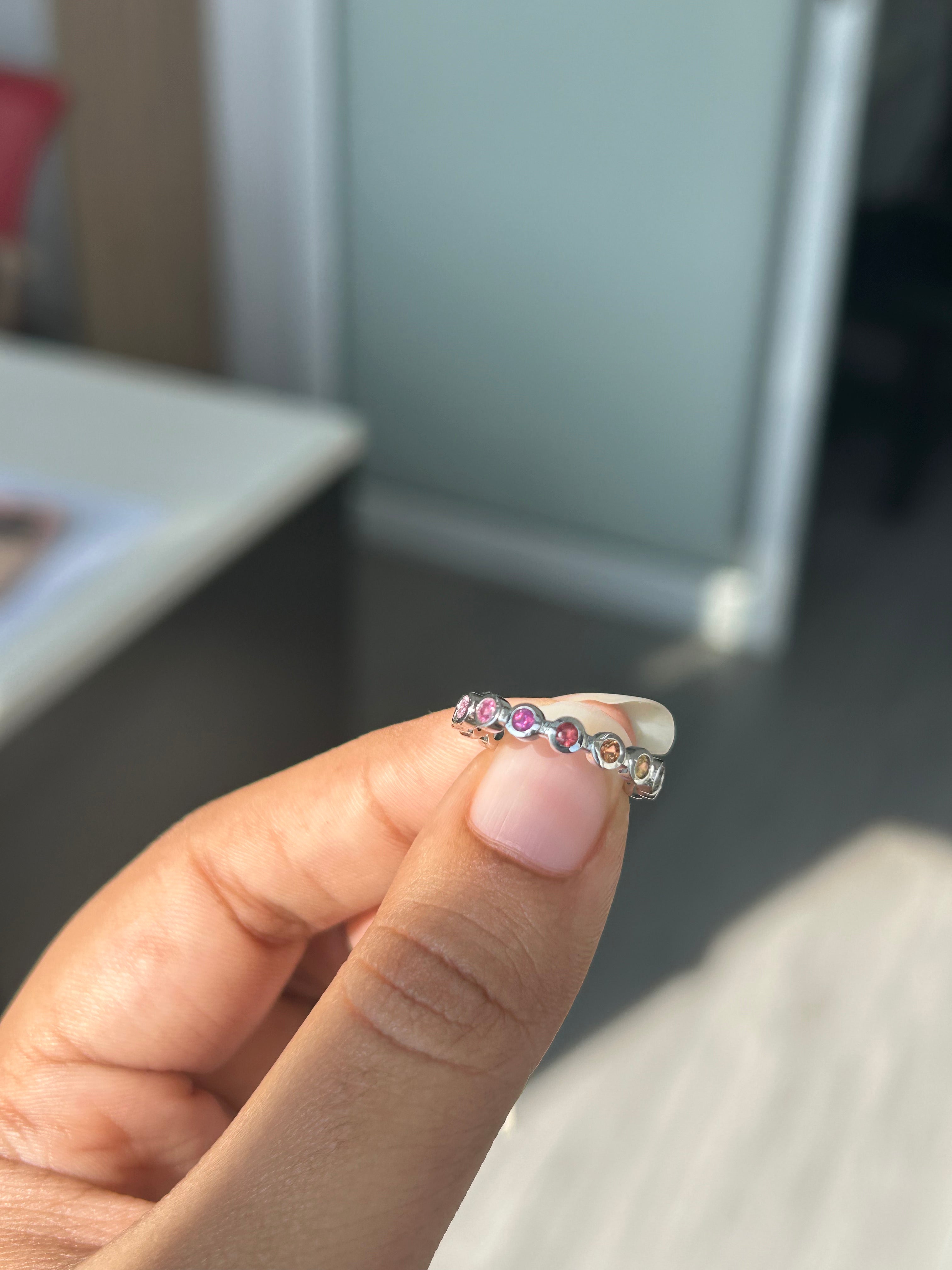 0.5 Carat Natural multi Sapphire  in  18K WG Ring