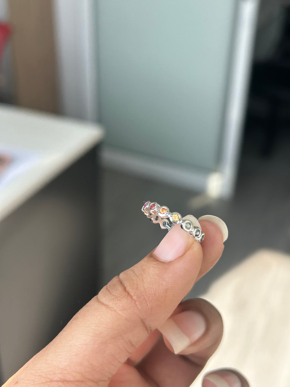 0.5 Carat Natural multi Sapphire  in  18K WG Ring