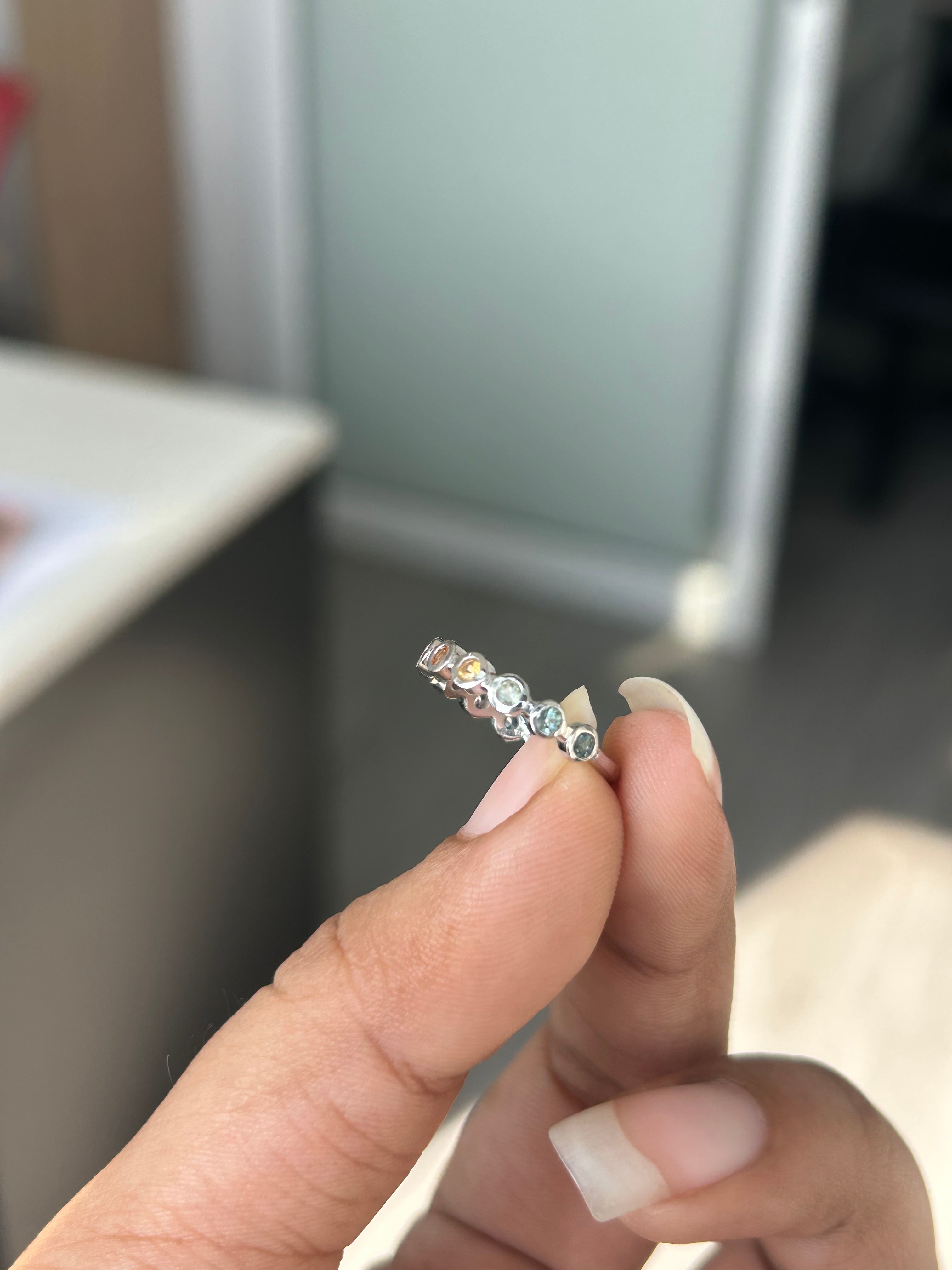 0.5 Carat Natural multi Sapphire  in  18K WG Ring