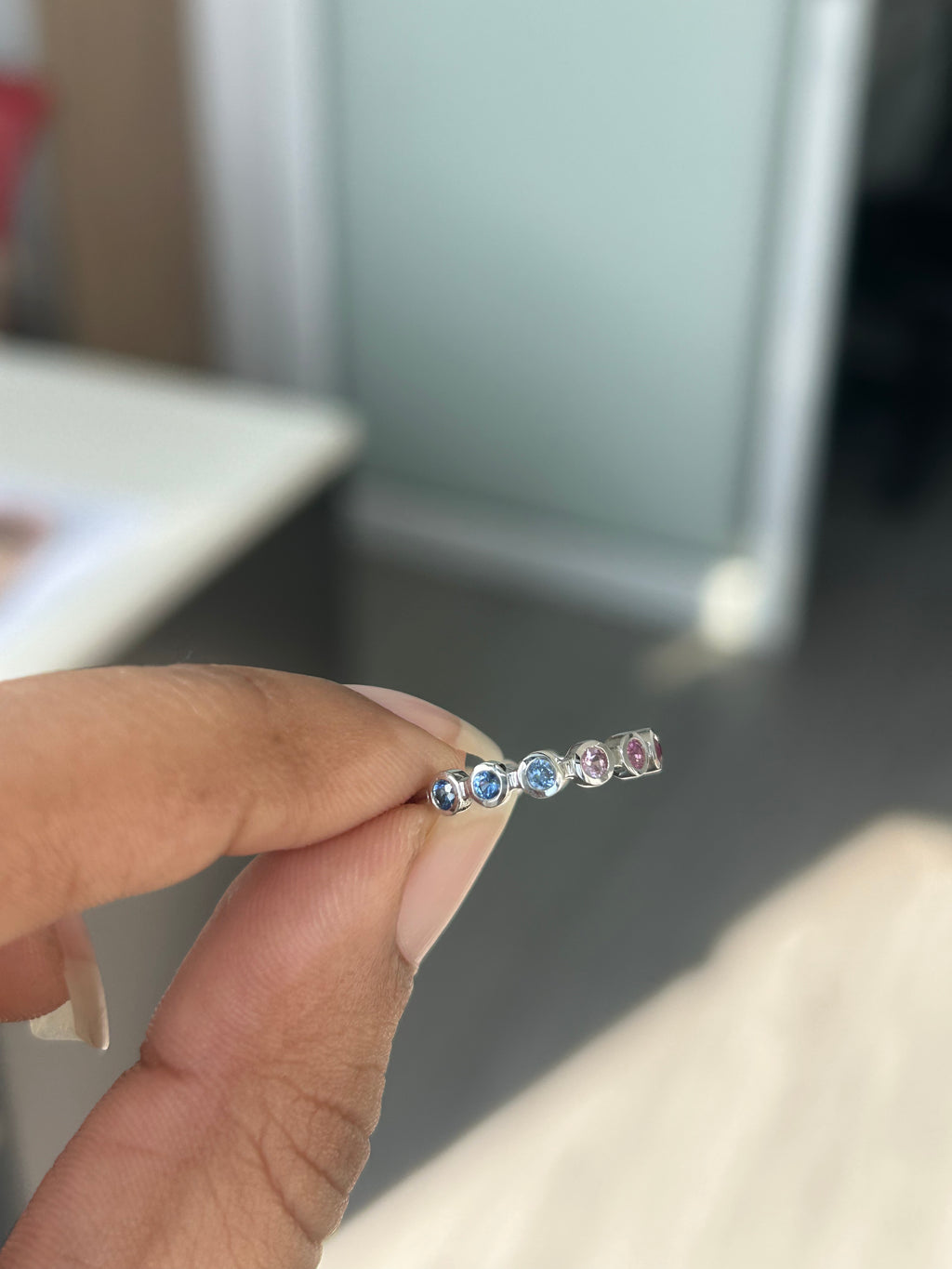 0.5 Carat Natural multi Sapphire  in  18K WG Ring