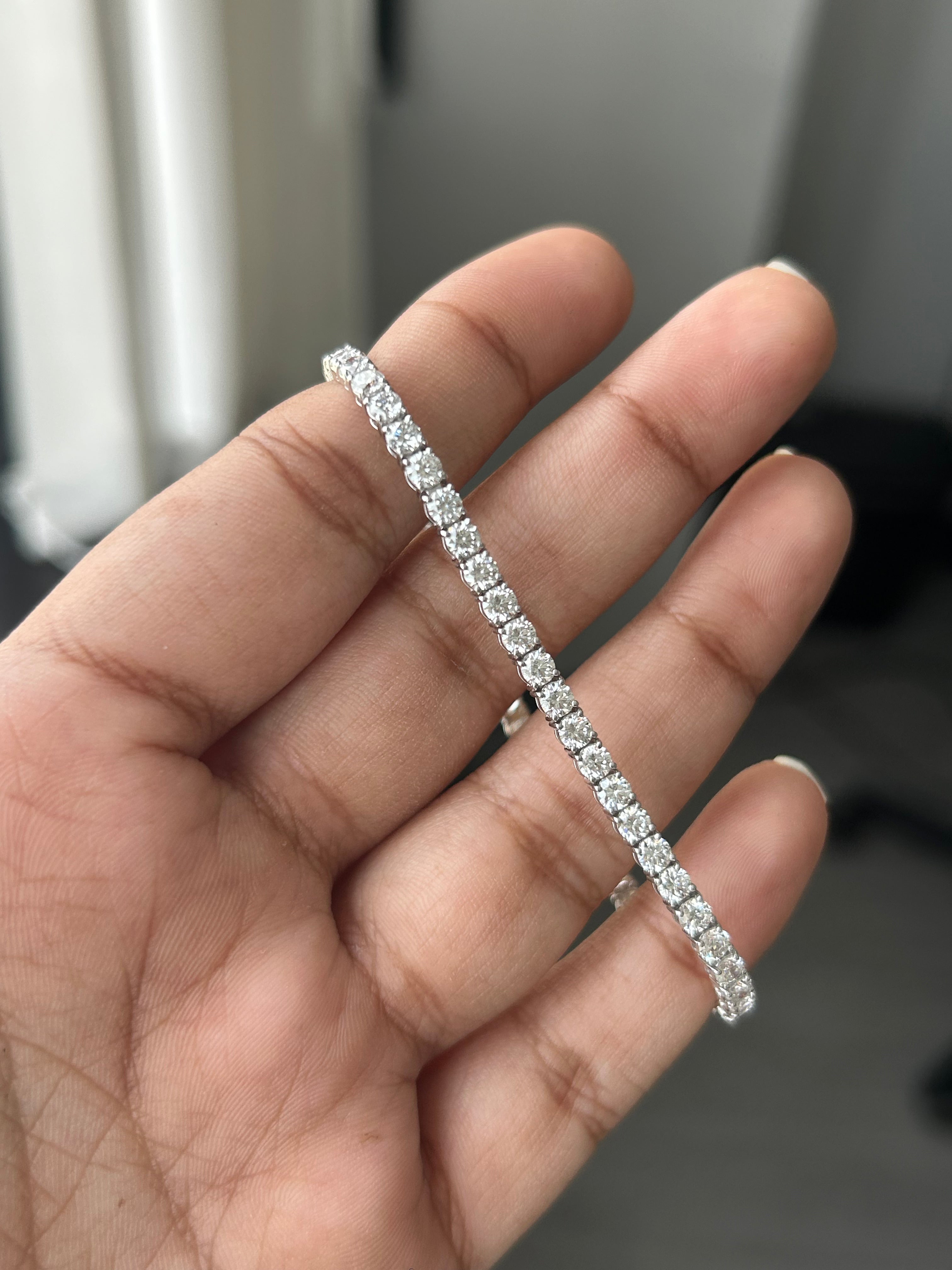 5.08 Carat Round Lab Diamond in 14K WG Bracelet