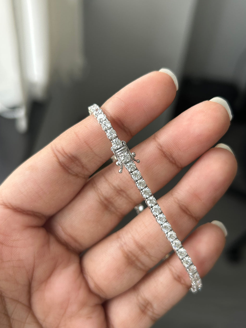 5.08 Carat Round Lab Diamond in 14K WG Bracelet