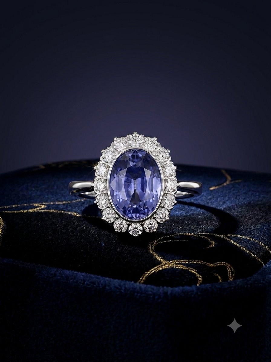 4.95 Carat Natural Sapphire in 18K WG Ring