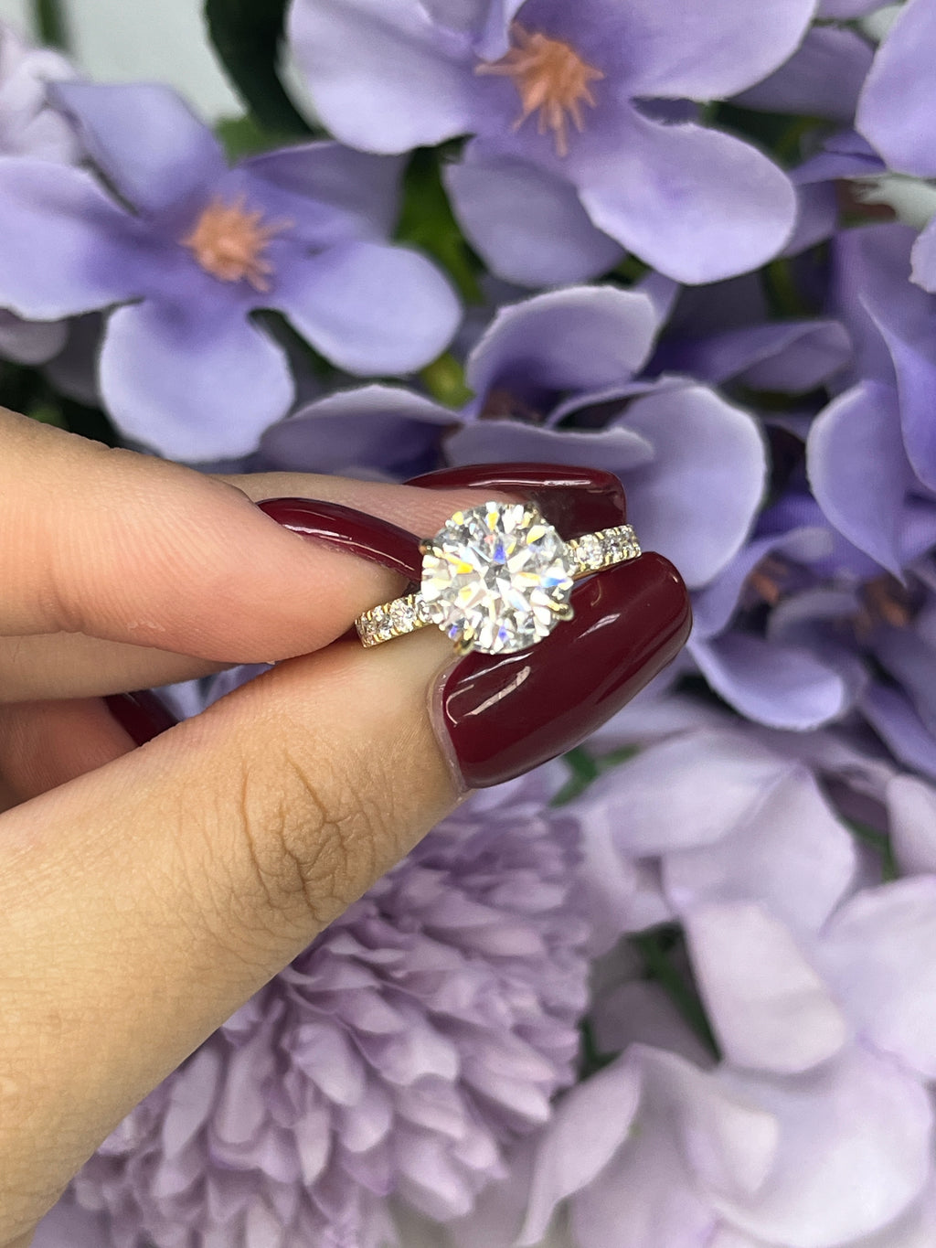 3.1 Carat Round Lab Diamond in 14KYG ring