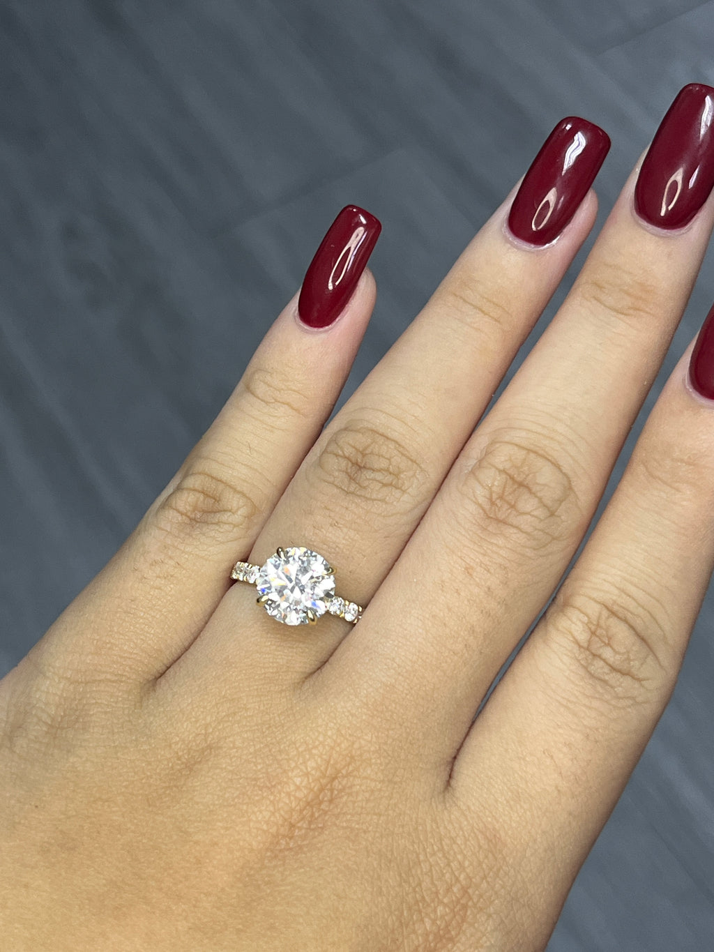 3.1 Carat Round Lab Diamond in 14KYG ring