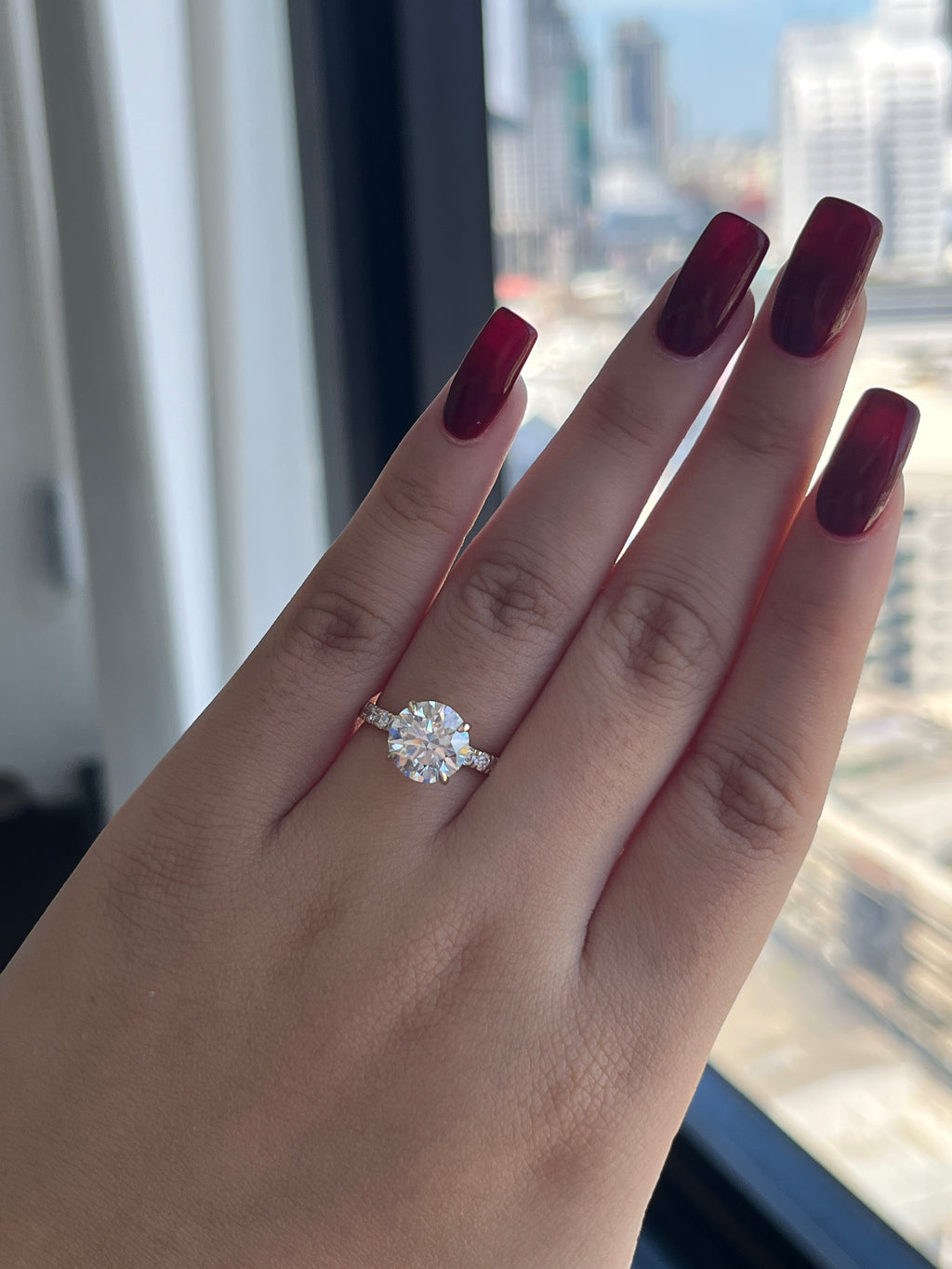 3.1 Carat Round Lab Diamond in 14KYG ring