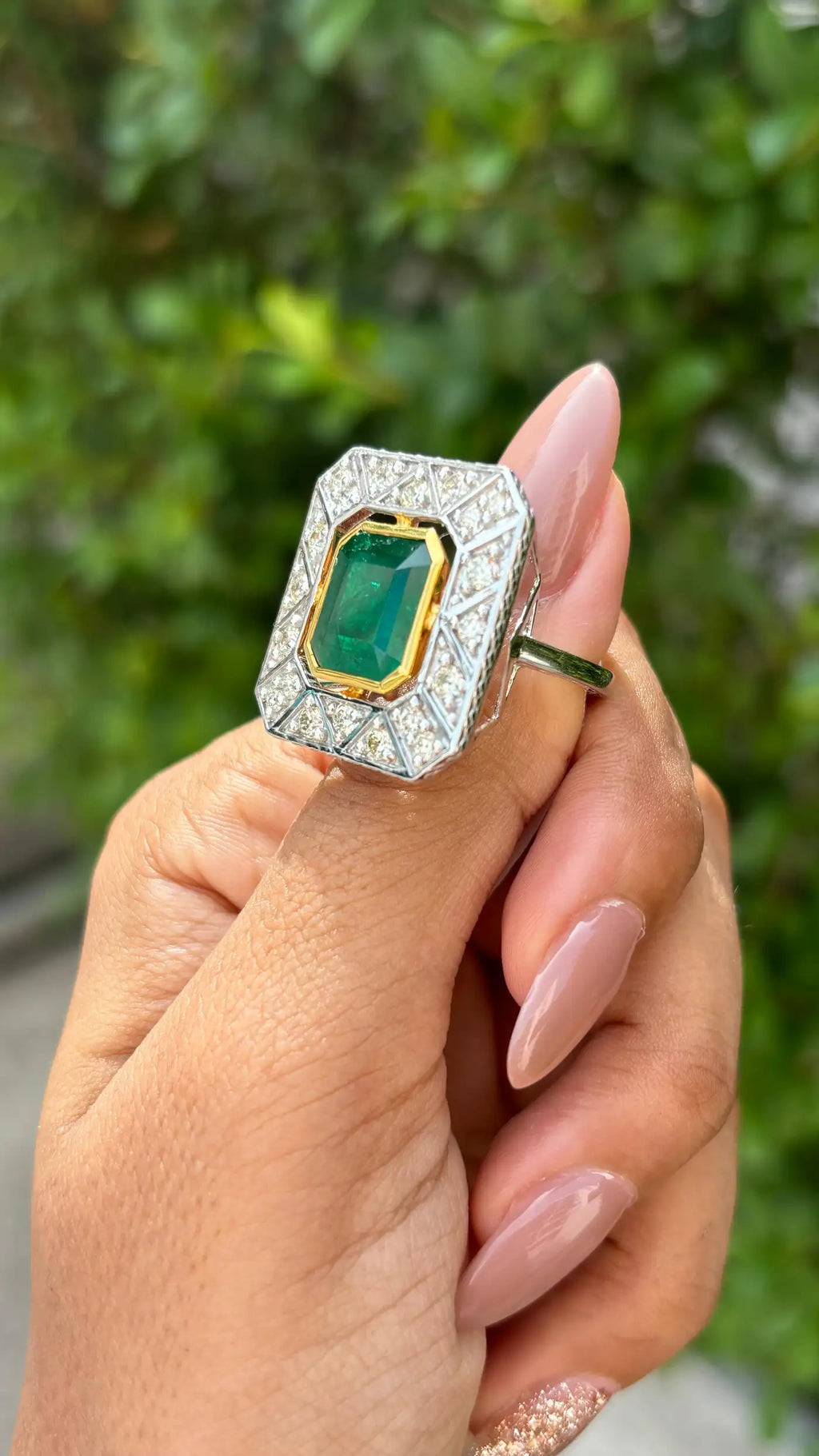 5.22 Carat Emerald Ring in 18K White Gold