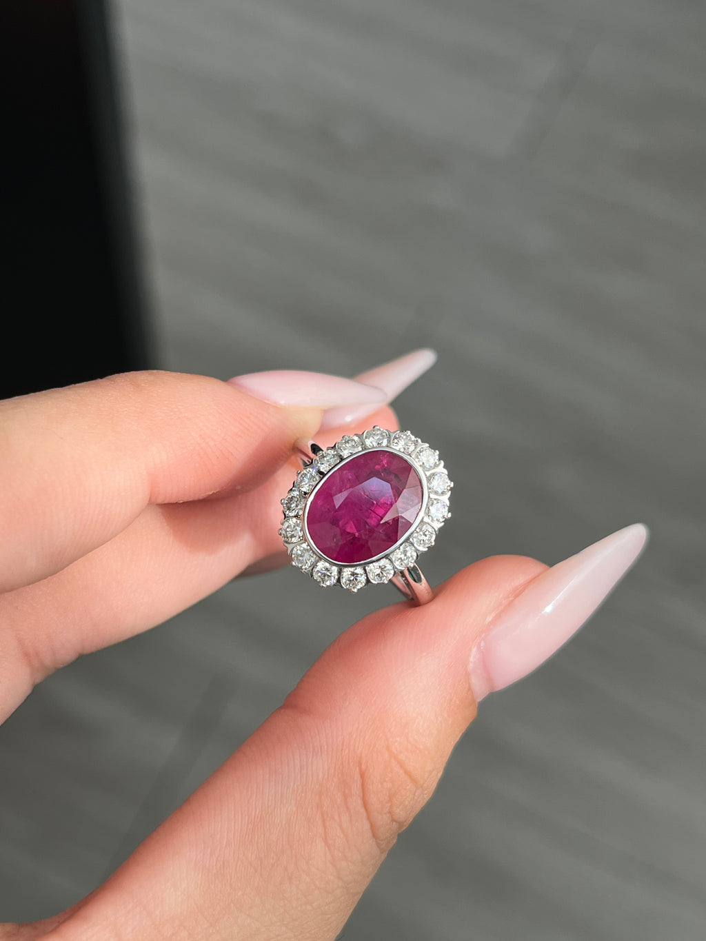 4.30 Carat Ruby Ring in 18K White Gold